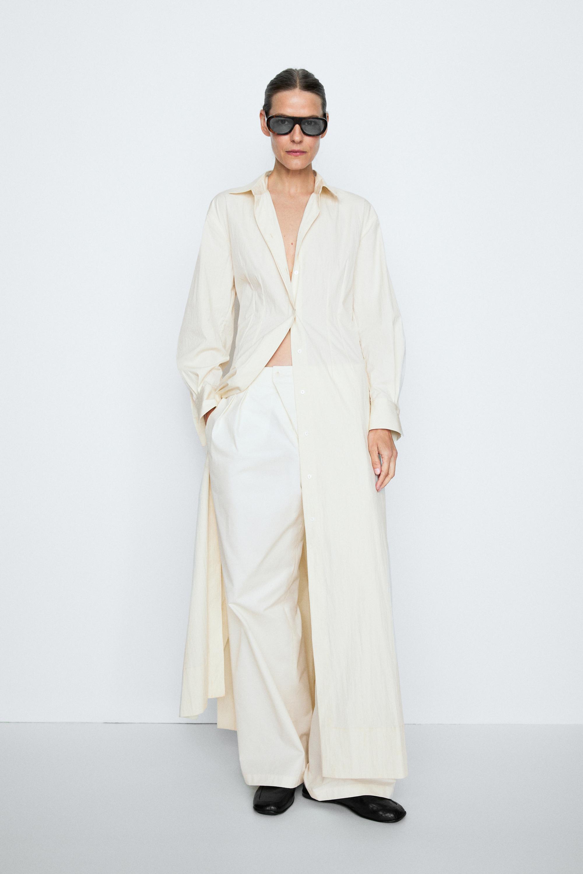 Flowy shirt maxi dress - STUDIO — Beige