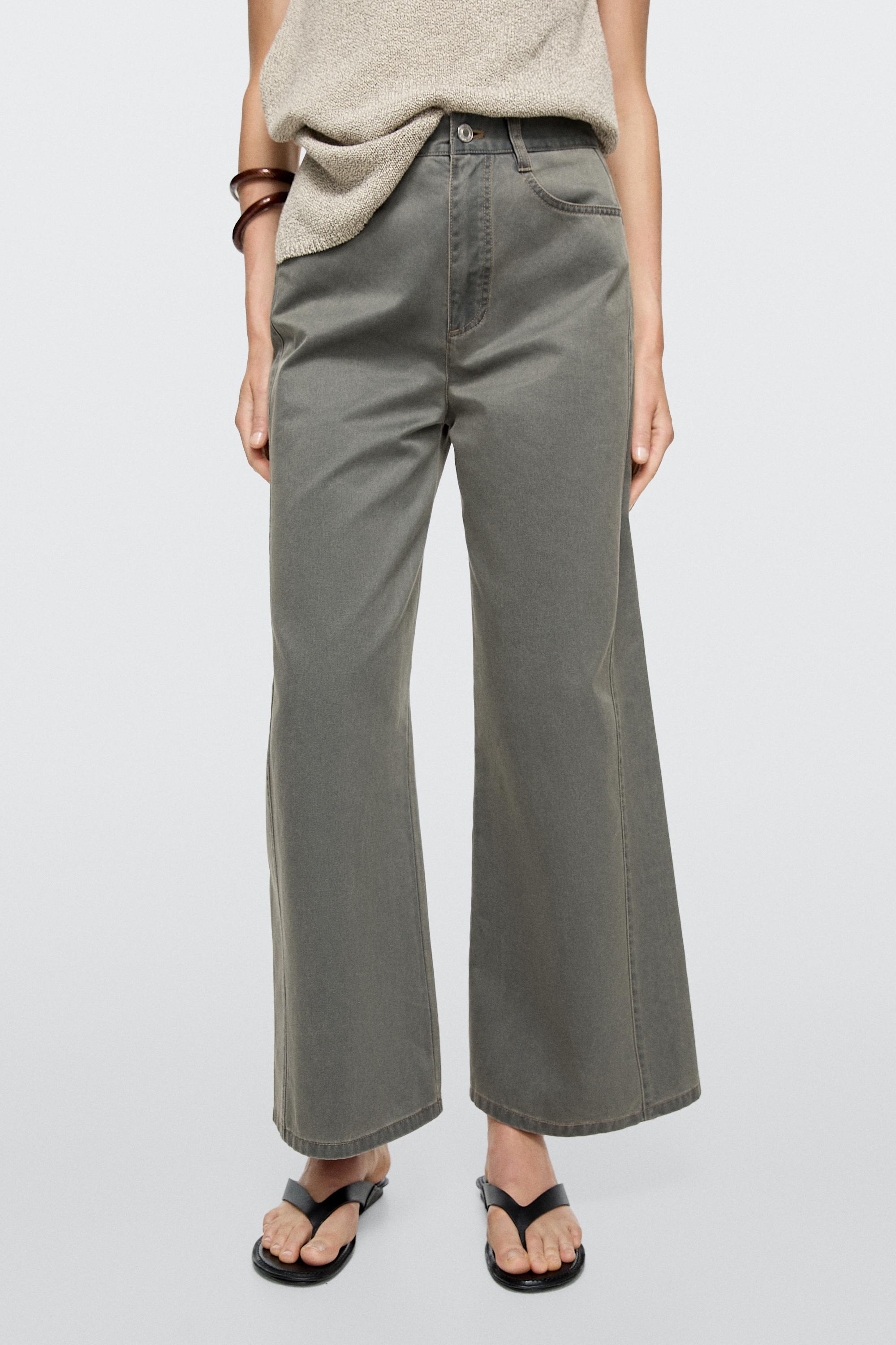 Wide-leg cotton jeans with denim detail — Light Blue