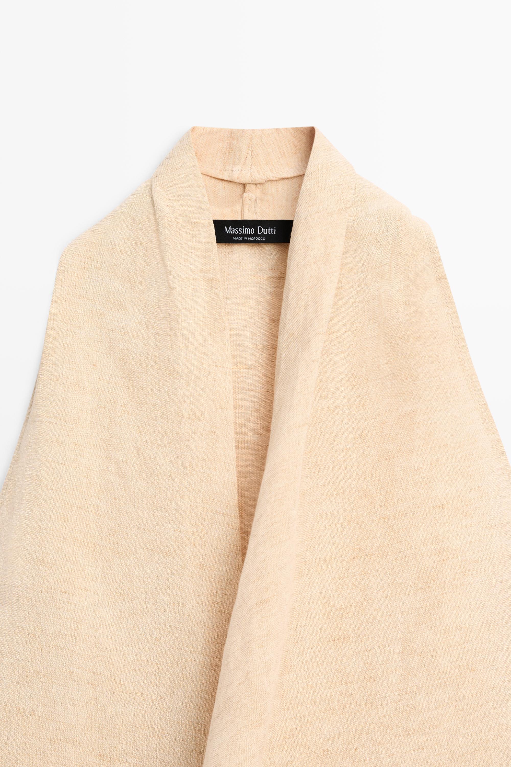 Linen blend draped halter top — STONE