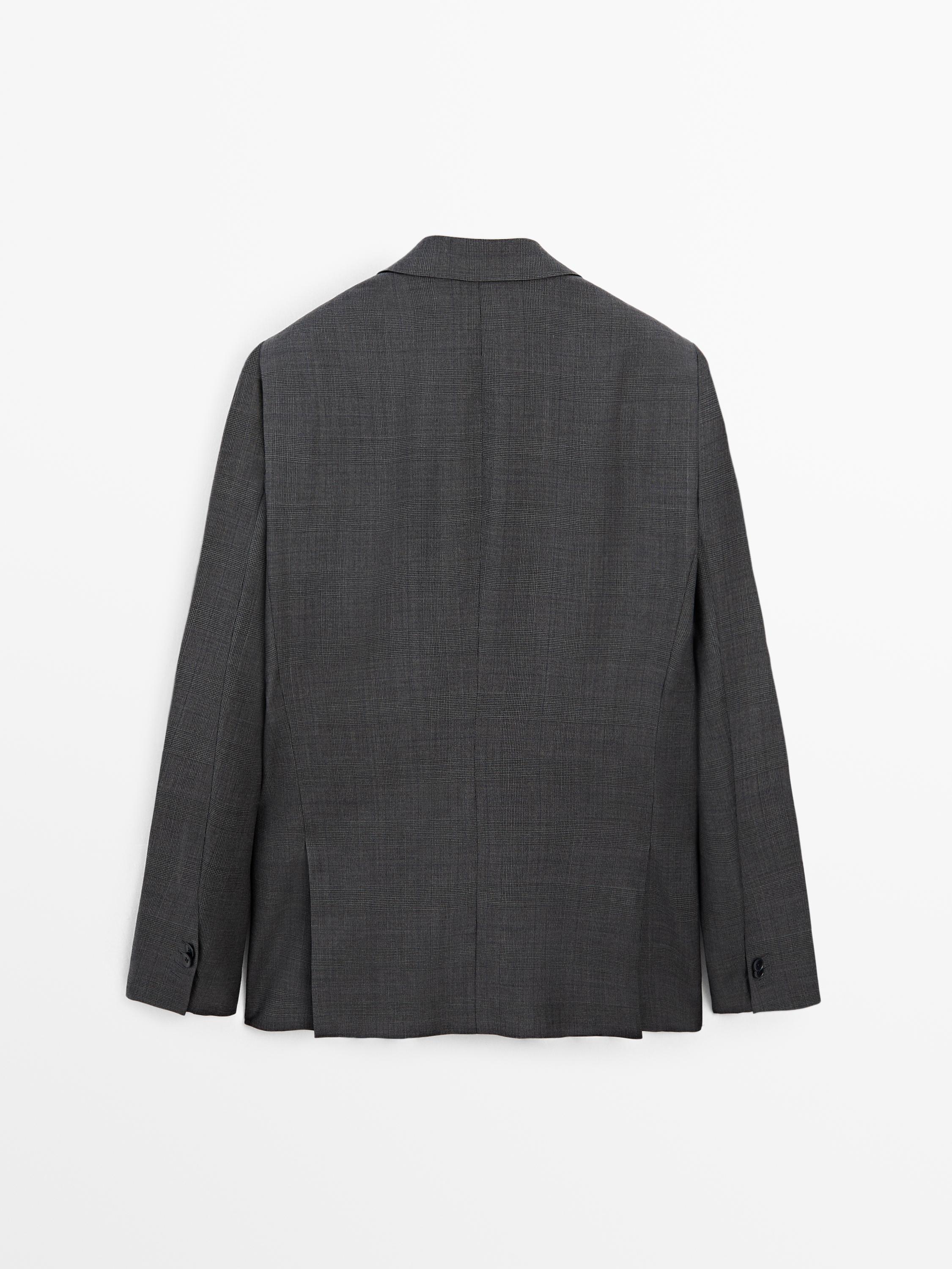 100% wool check suit blazer