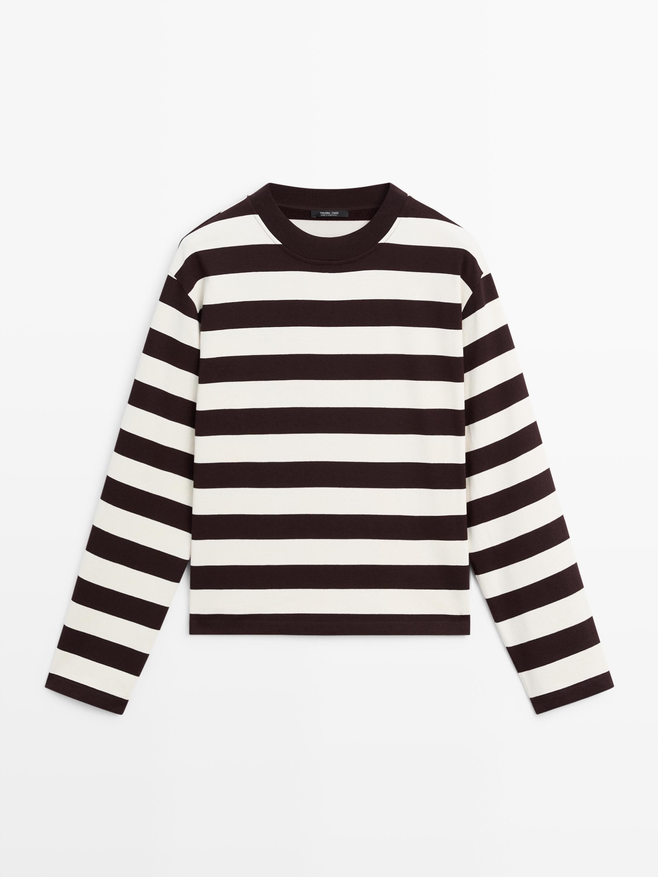 Striped long sleeve cotton T-shirt