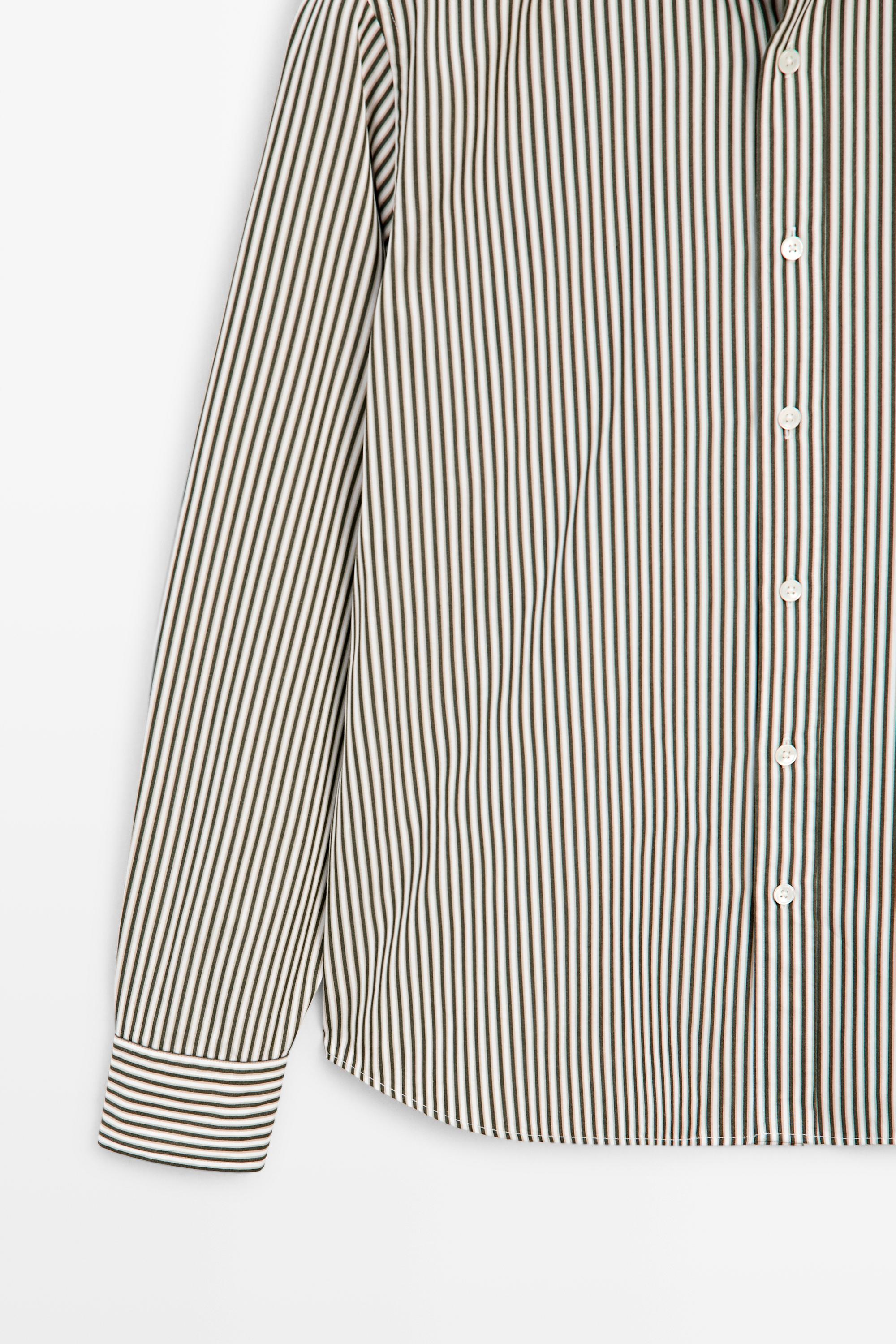 Regular fit striped poplin shirt — GREEN