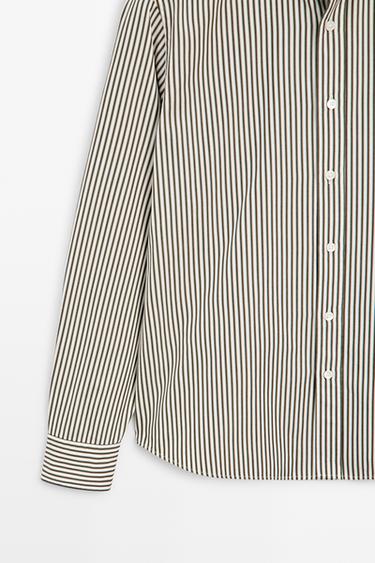 Regular fit striped poplin shirt — GREEN 7