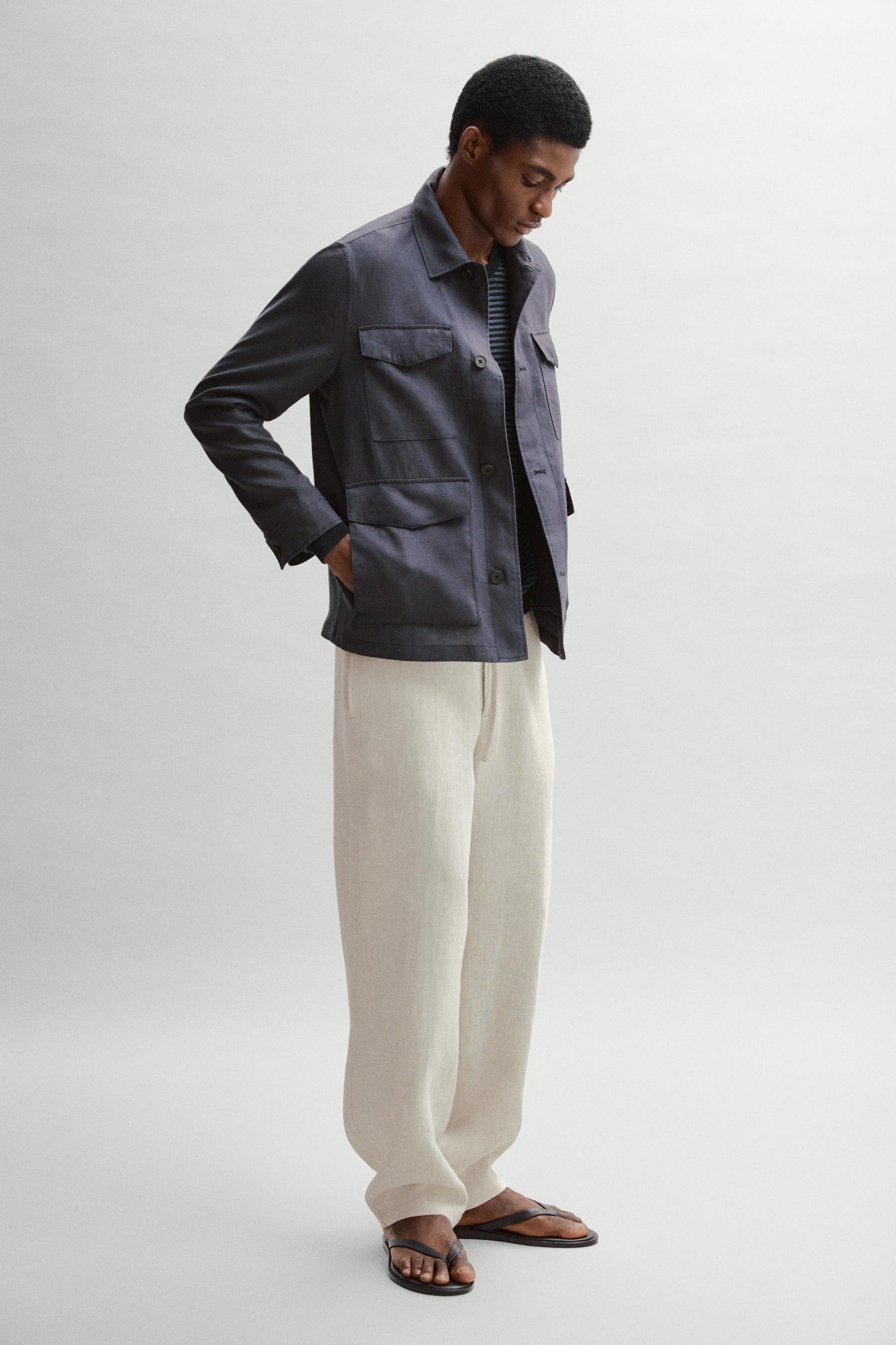 Lightweight linen jacket with pockets — BLUE