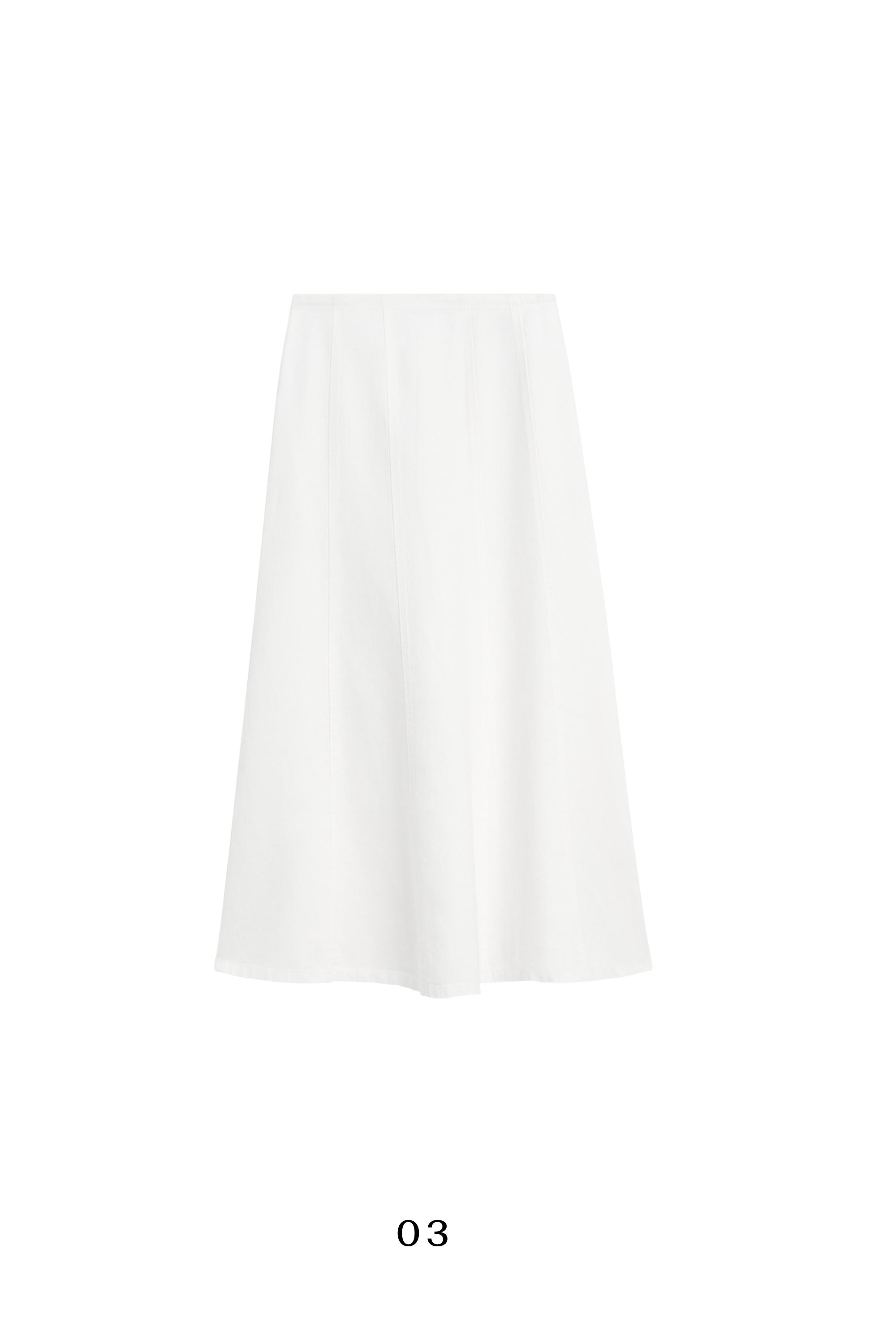 100% linen denim-effect midi skirt