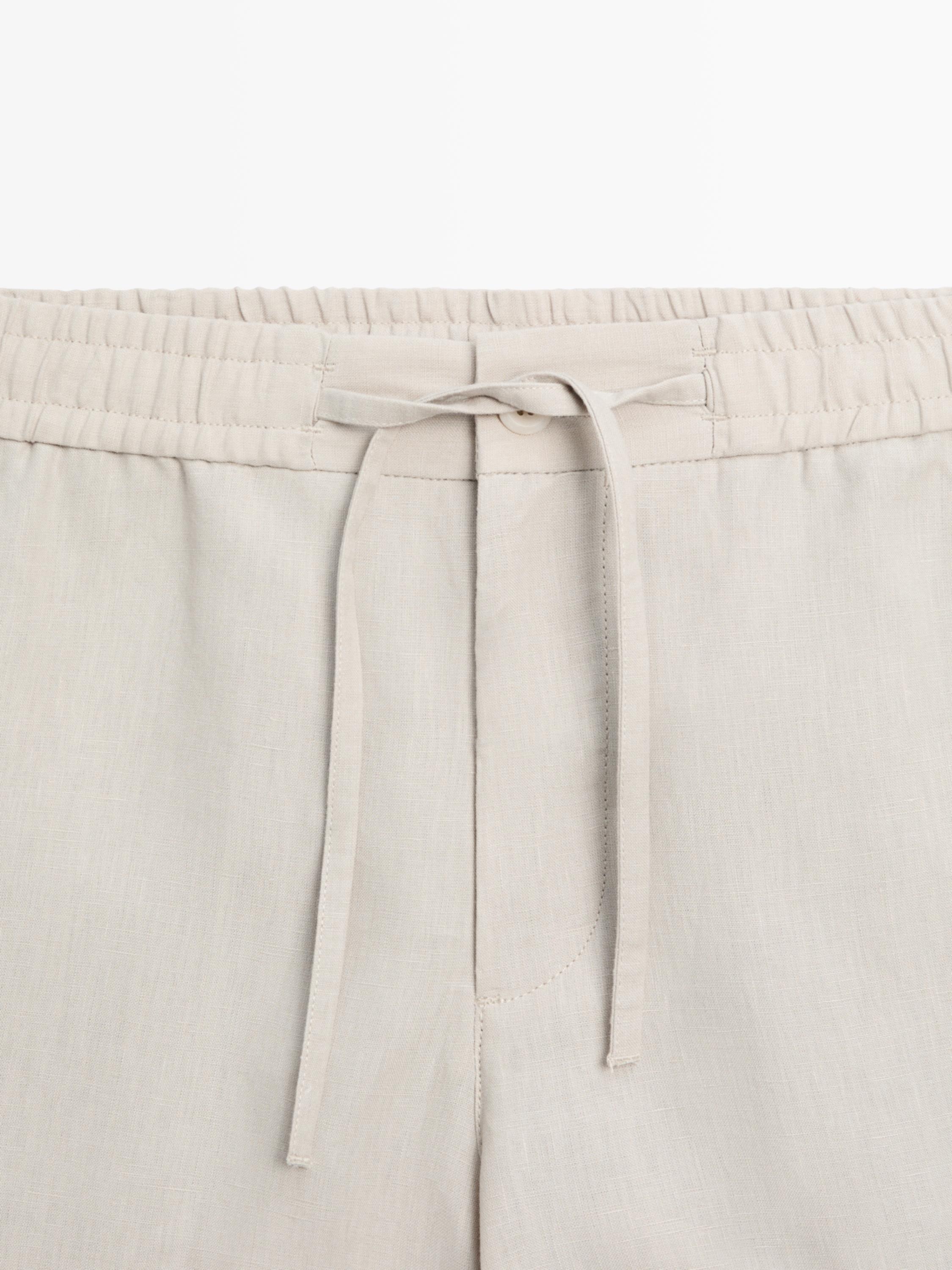 100% linen short Bermuda shorts — SAND