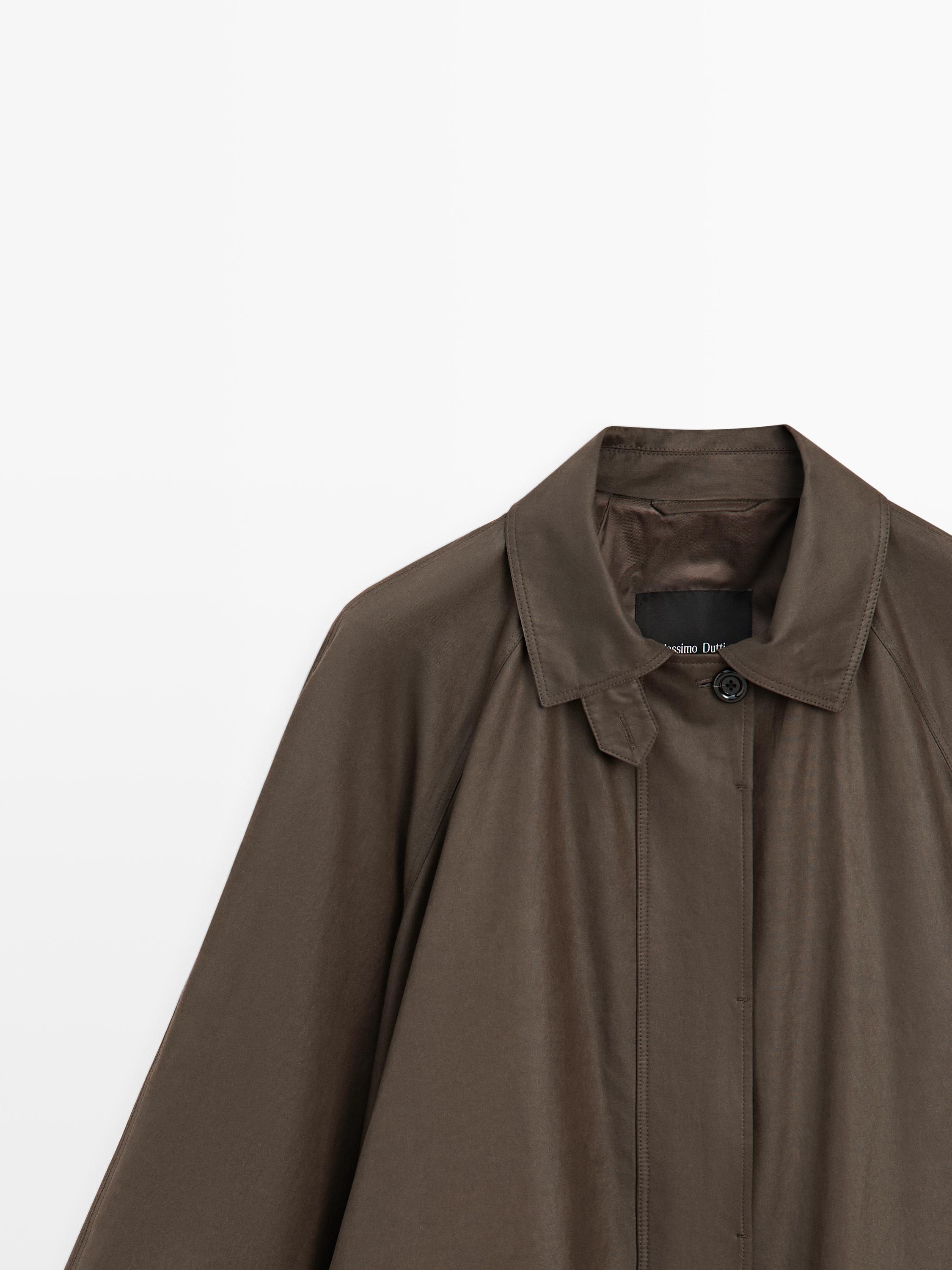 Long parka with pocket details — MOLE BROWN