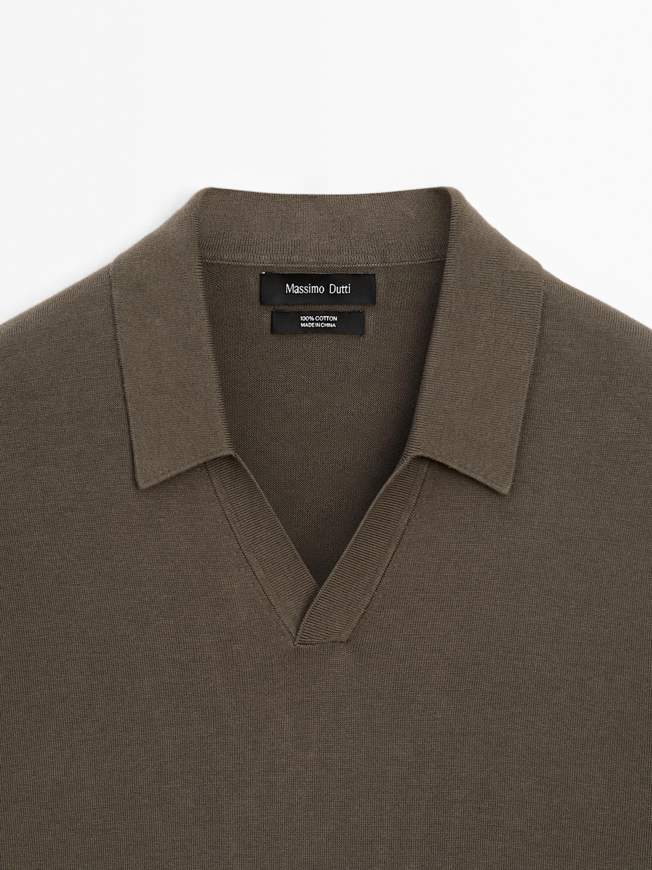 Short sleeve cotton knit polo shirt
