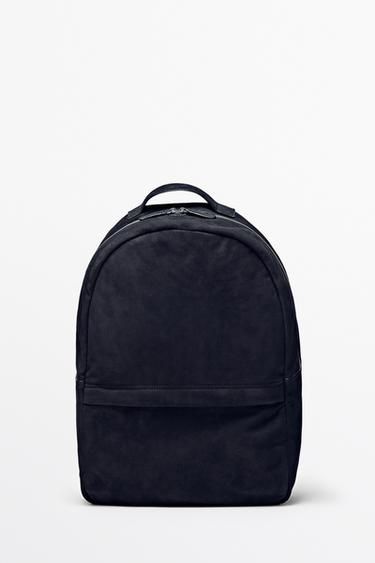 Suede leather backpack — NAVY BLUE 1