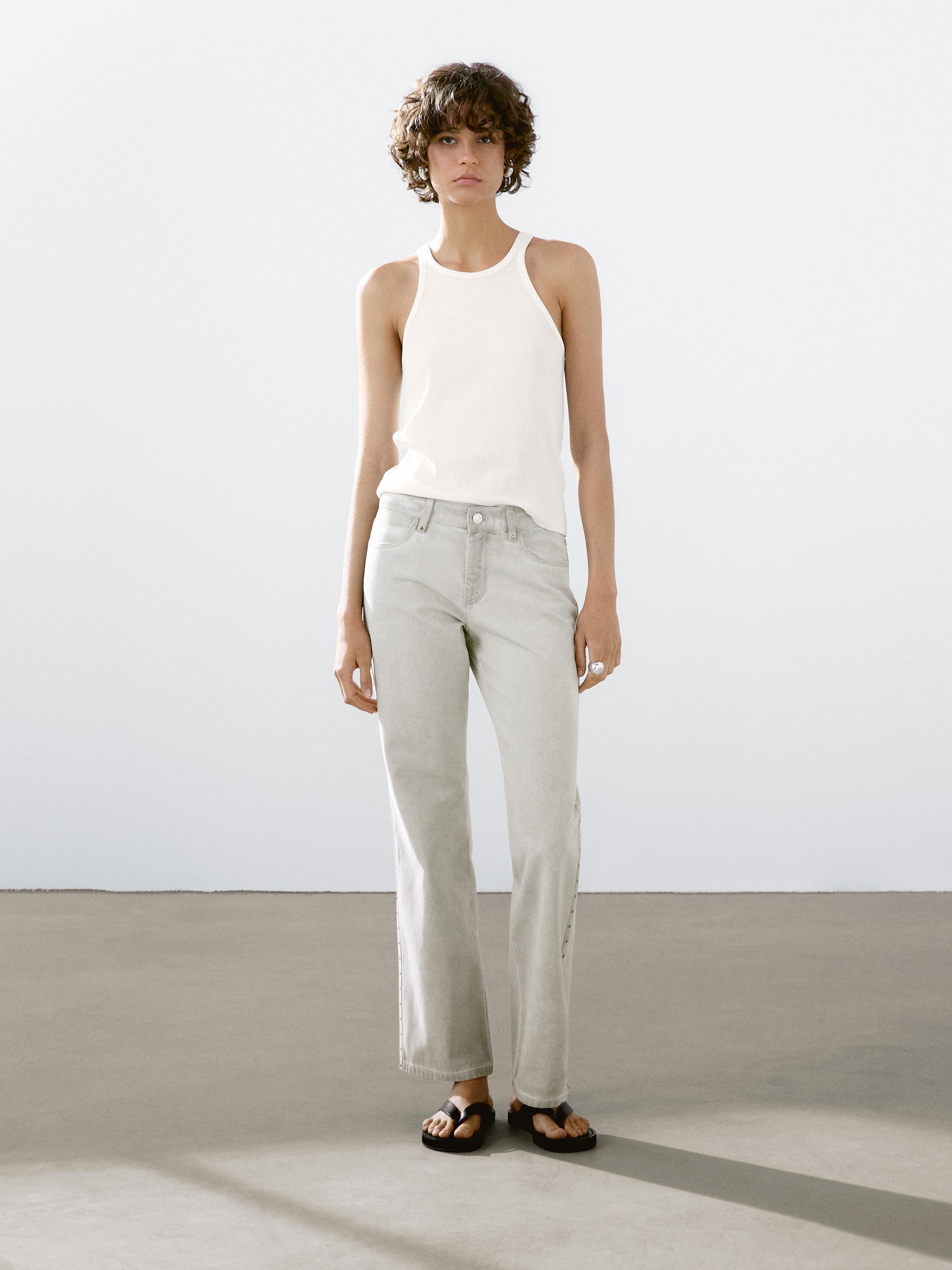 Straight-leg trousers with studs