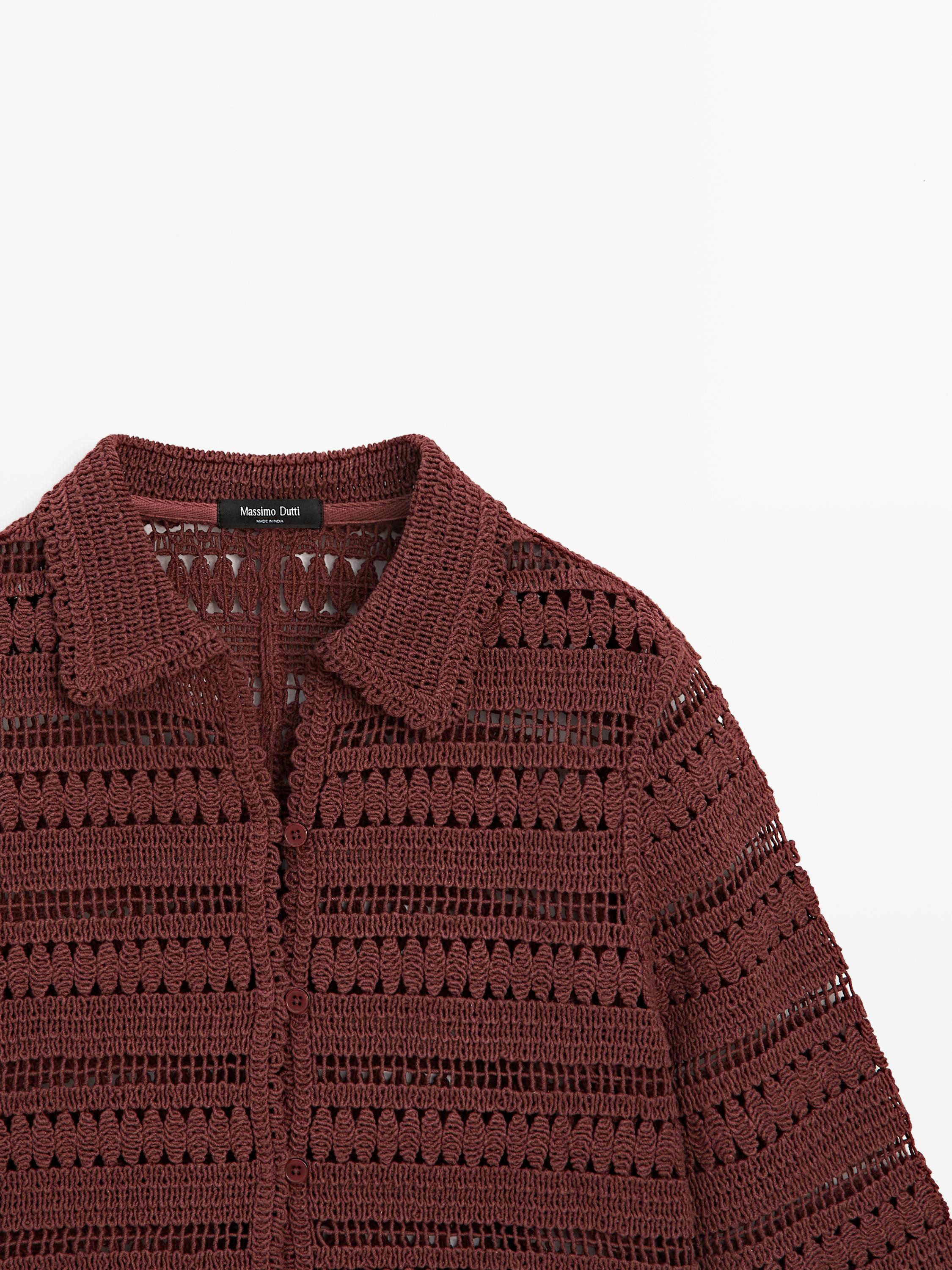 Short cotton crochet jacket — RUSSET