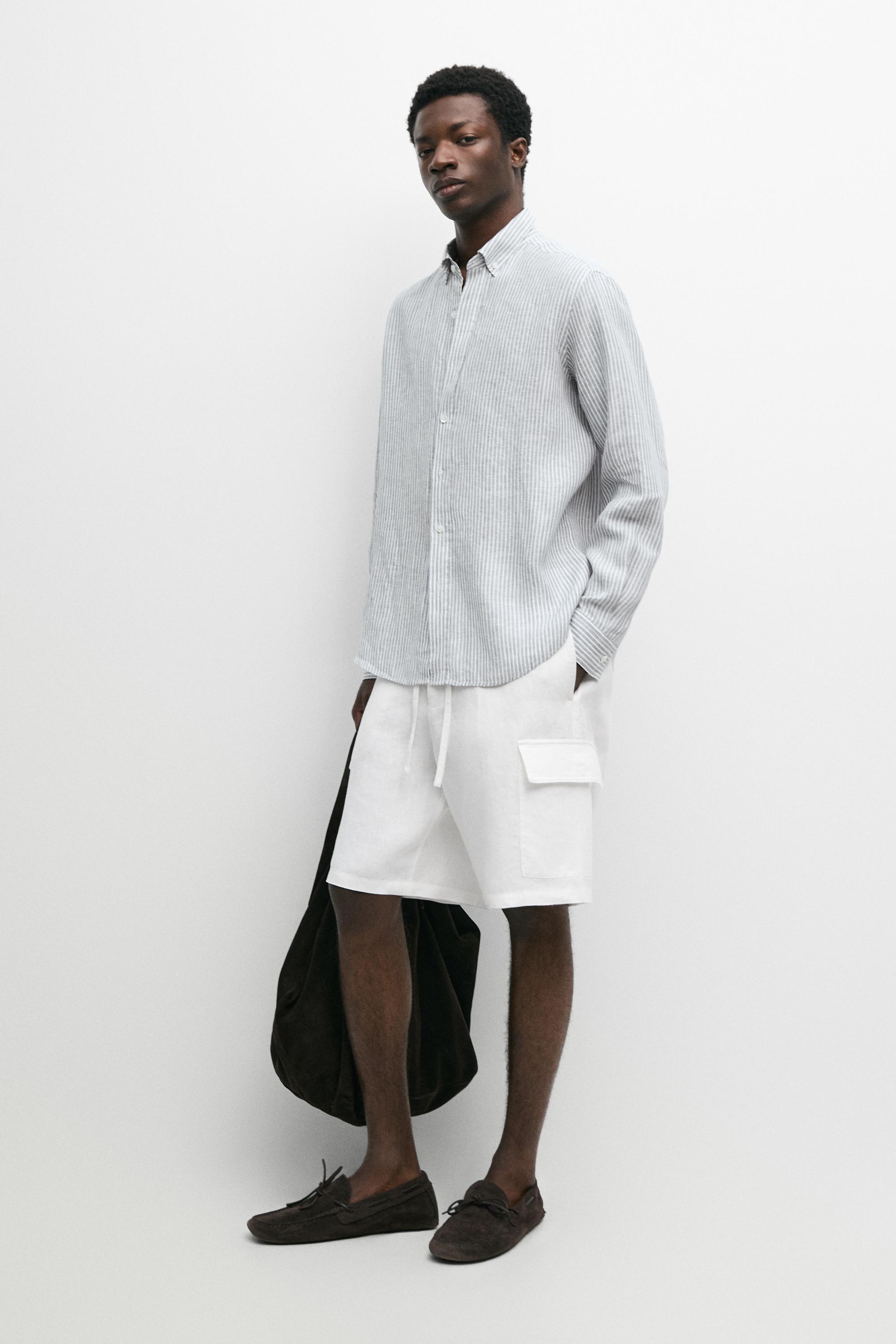 100% linen striped shirt