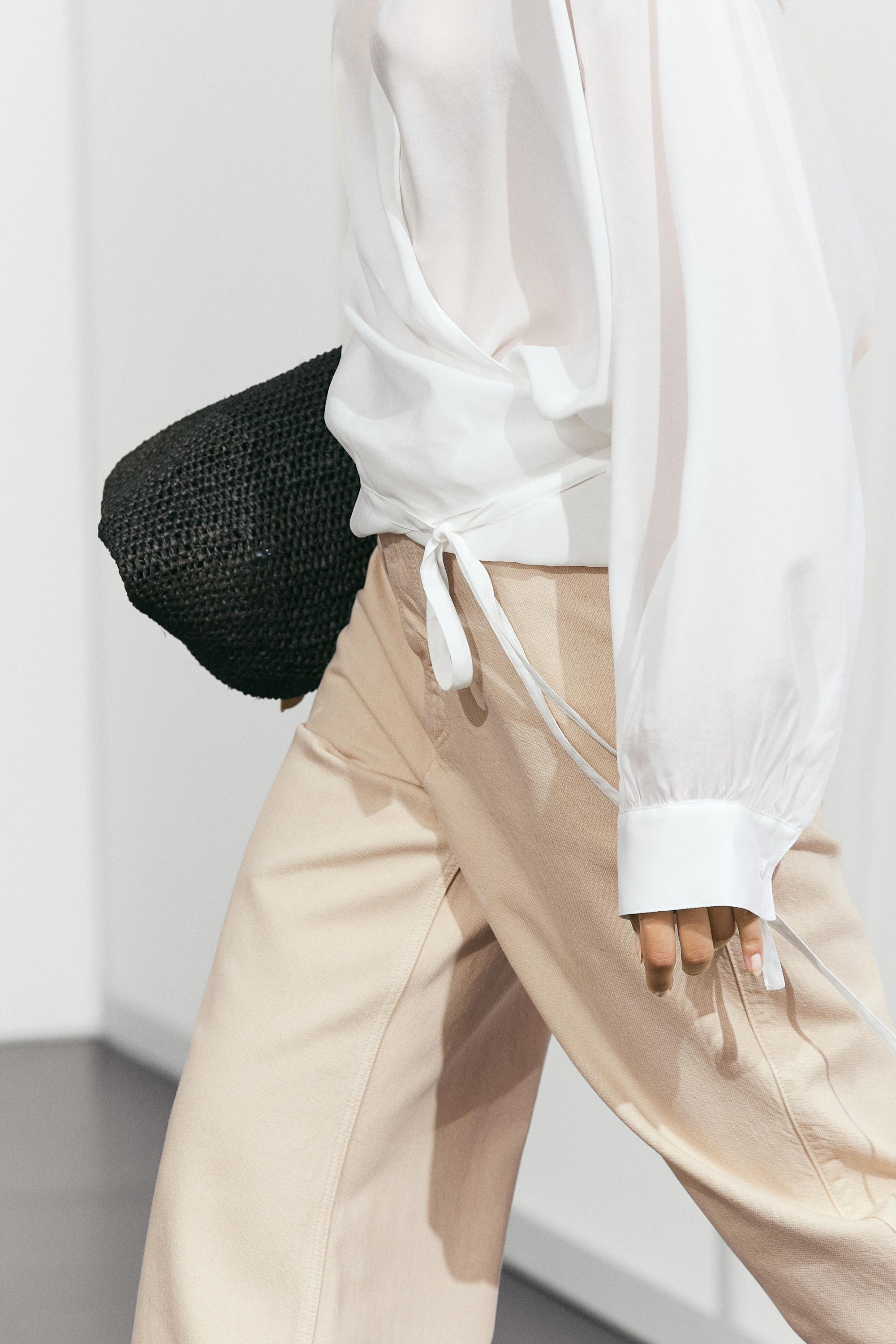 Flowing wrap blouse — CREAM