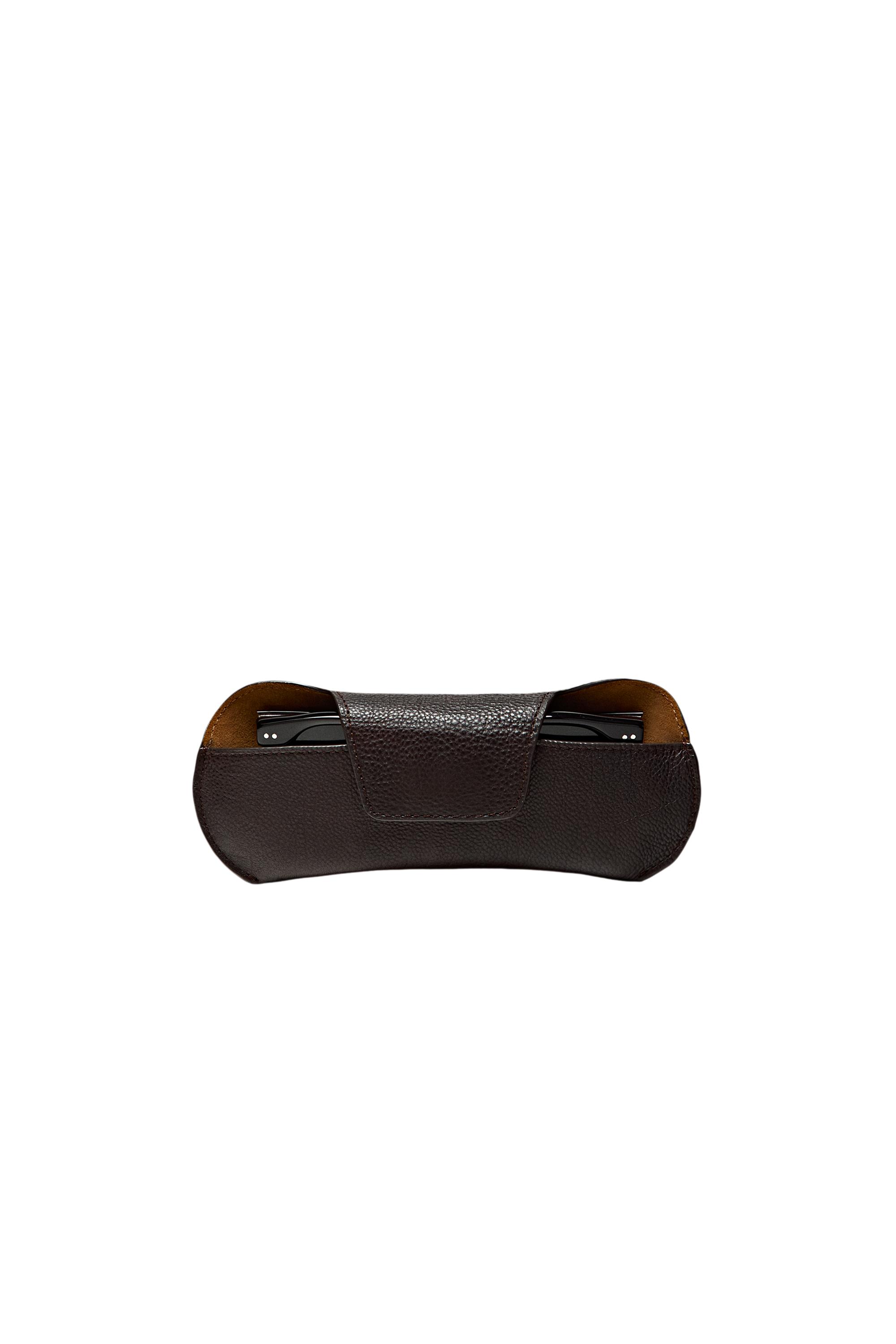 Nappa leather sunglasses case — BROWN
