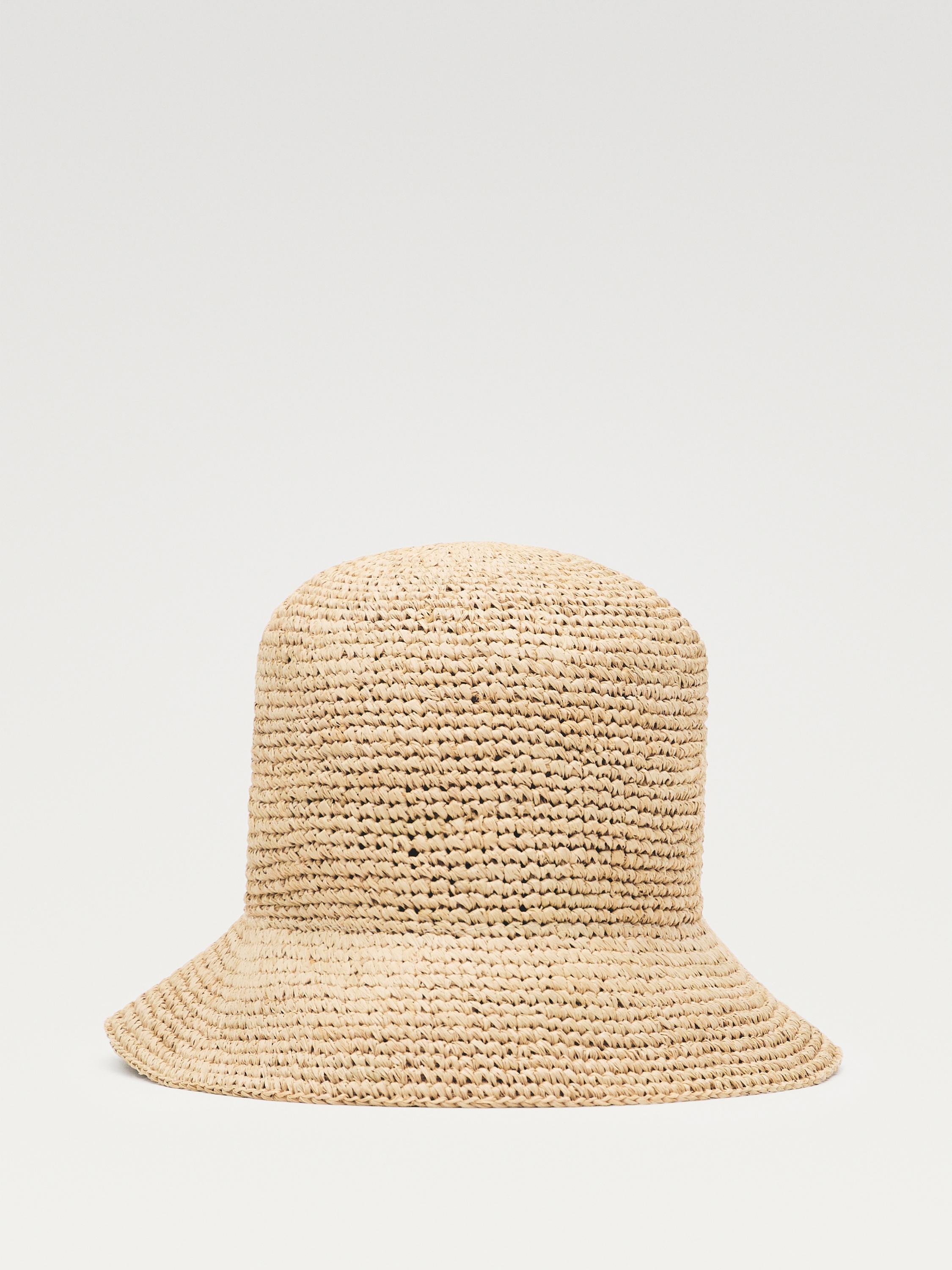 Raffia bucket hat — CREAM