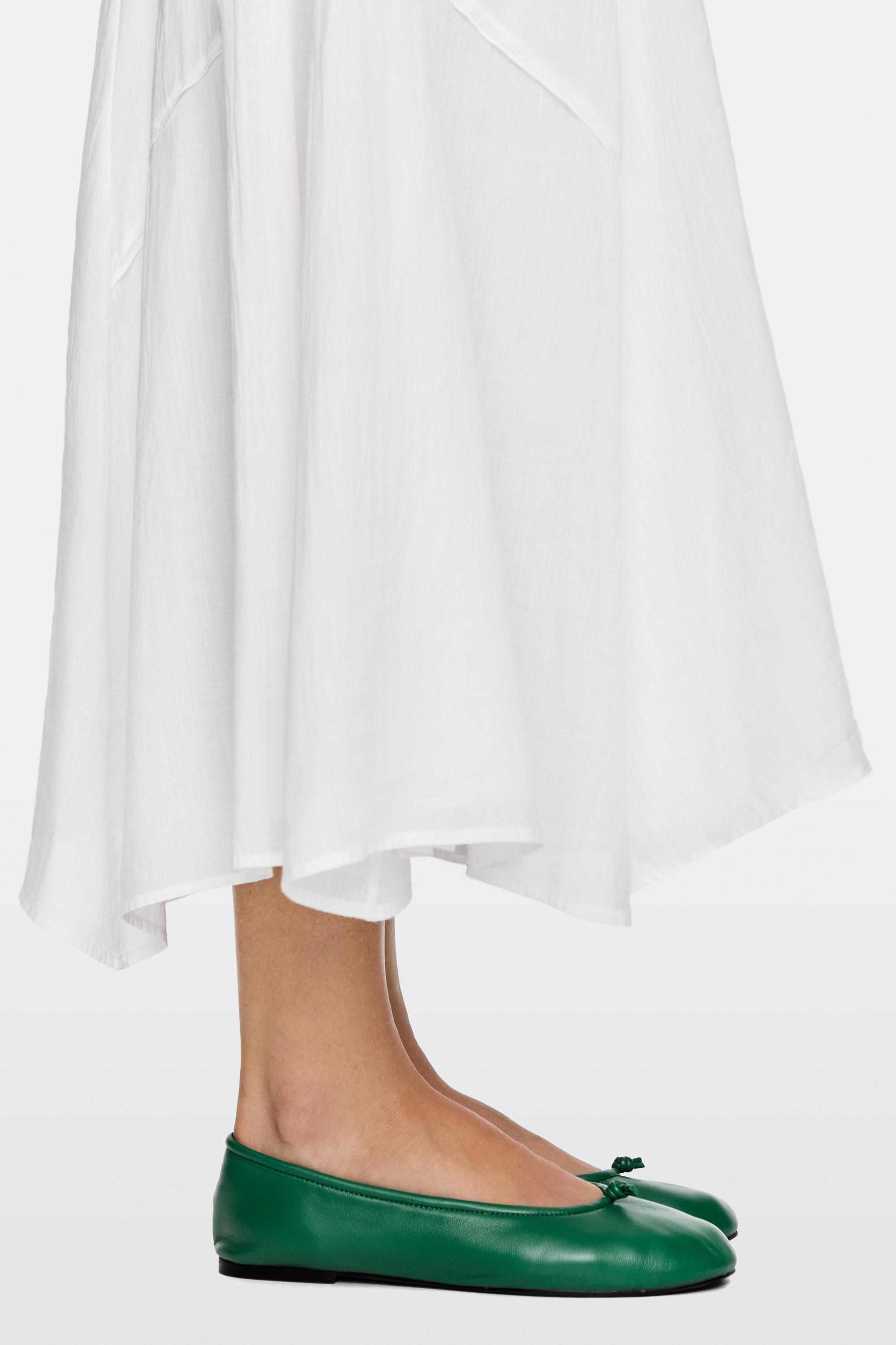 Leather knot ballet flat — GREEN