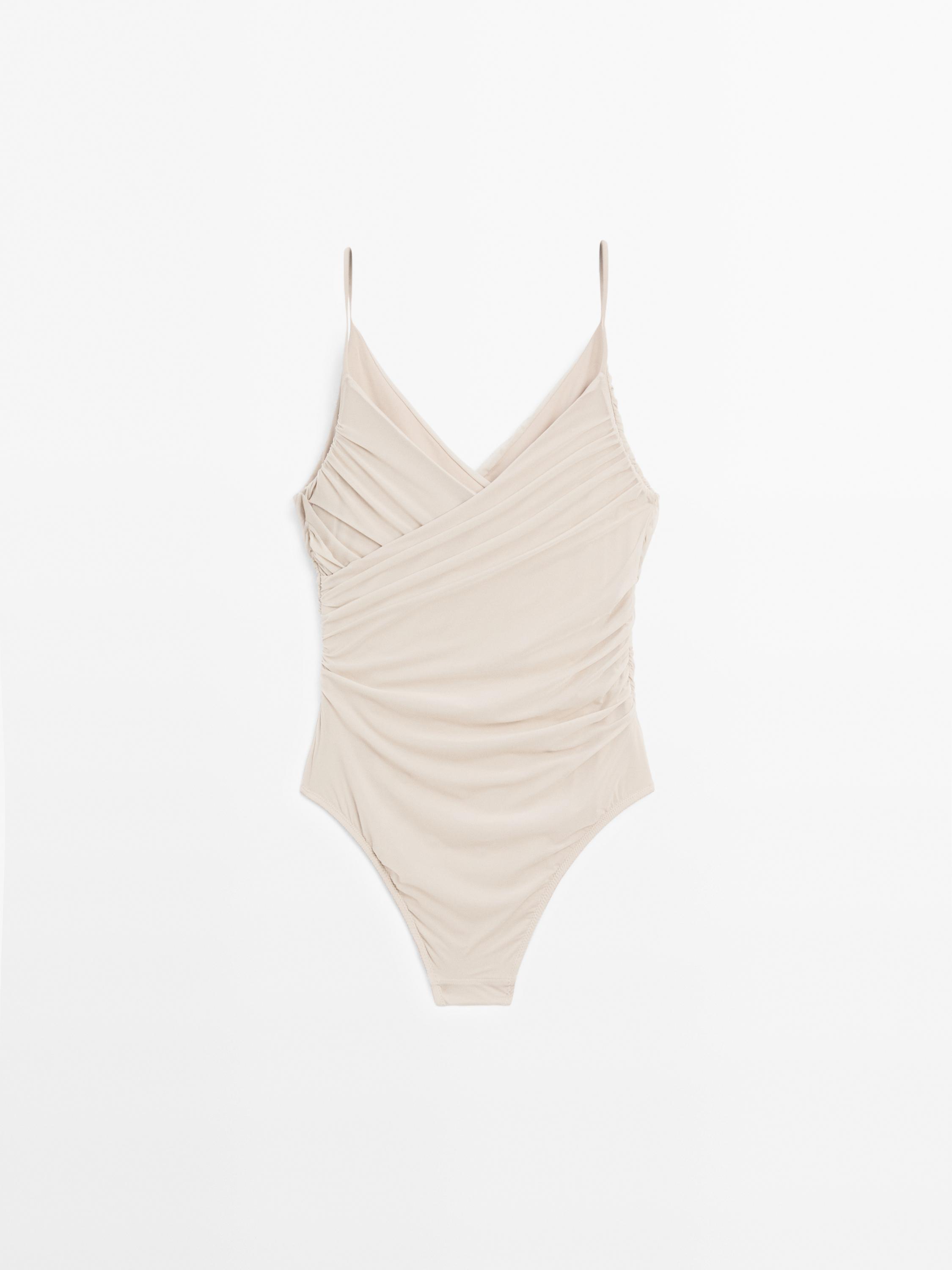 Draped tulle swimsuit