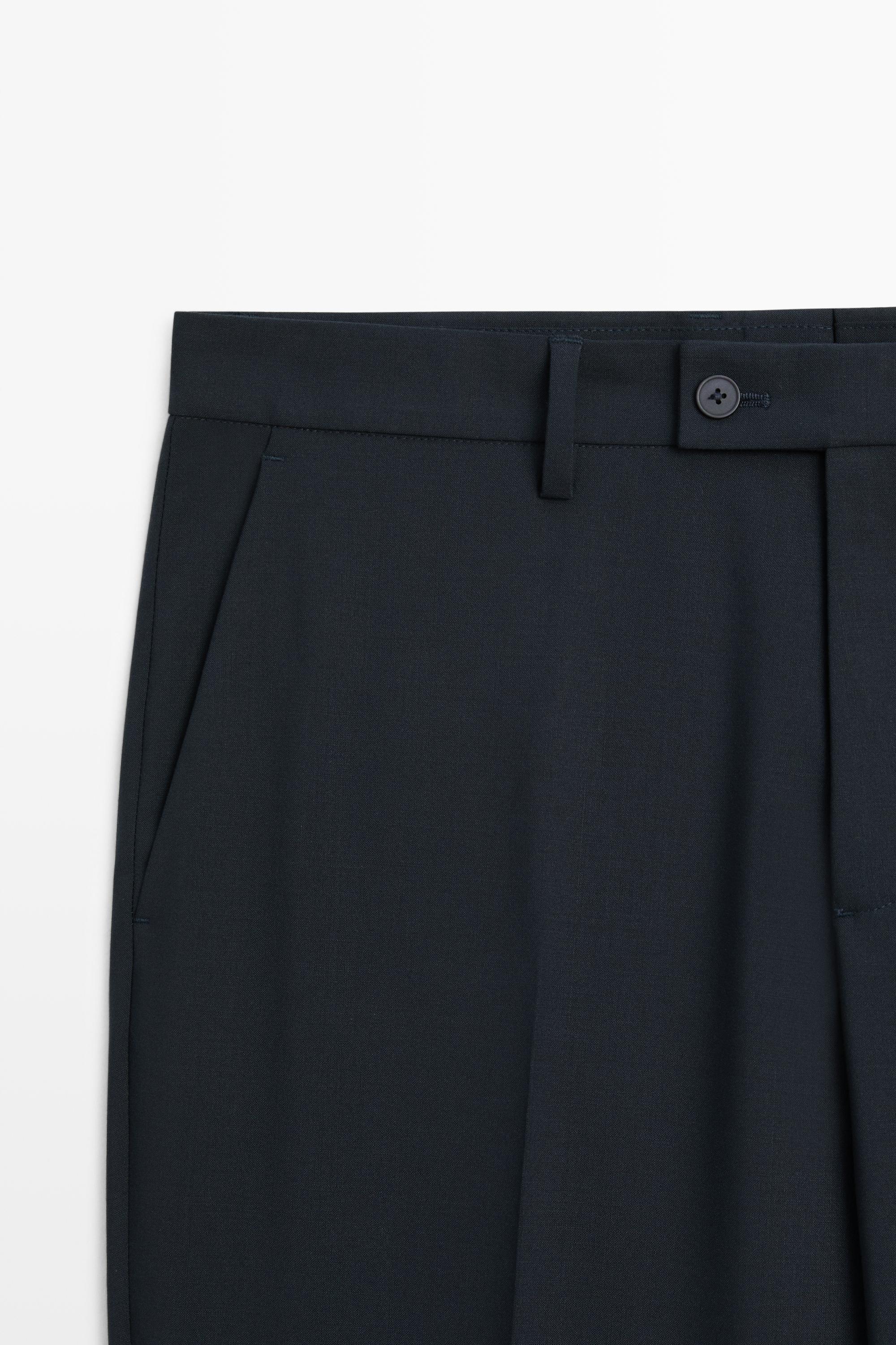 Wool blend suit pants — NAVY BLUE