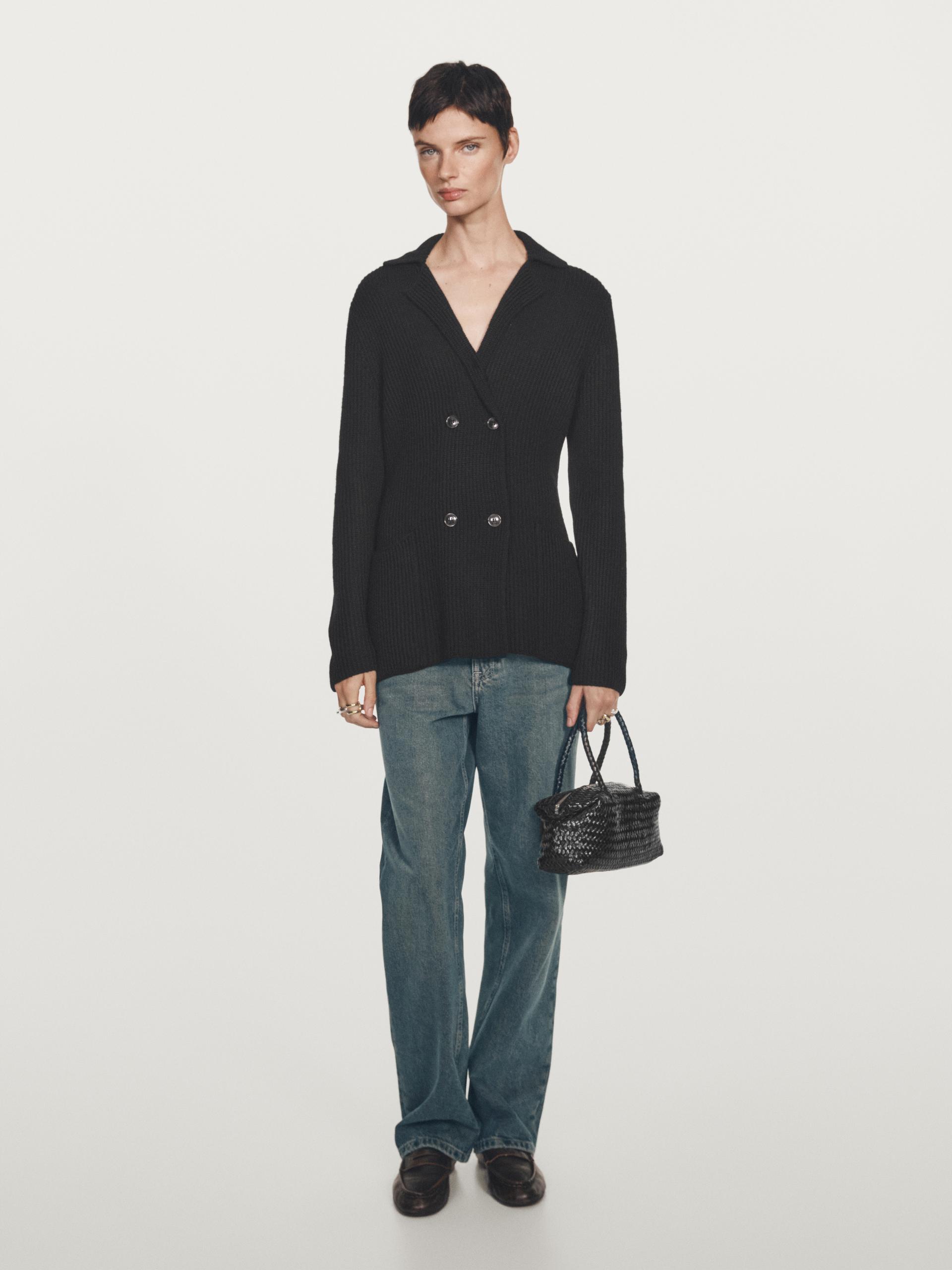 Cárdigan Doble Botonadura 100% Lana - Negro - Xs - Massimo Dutti - Mujer