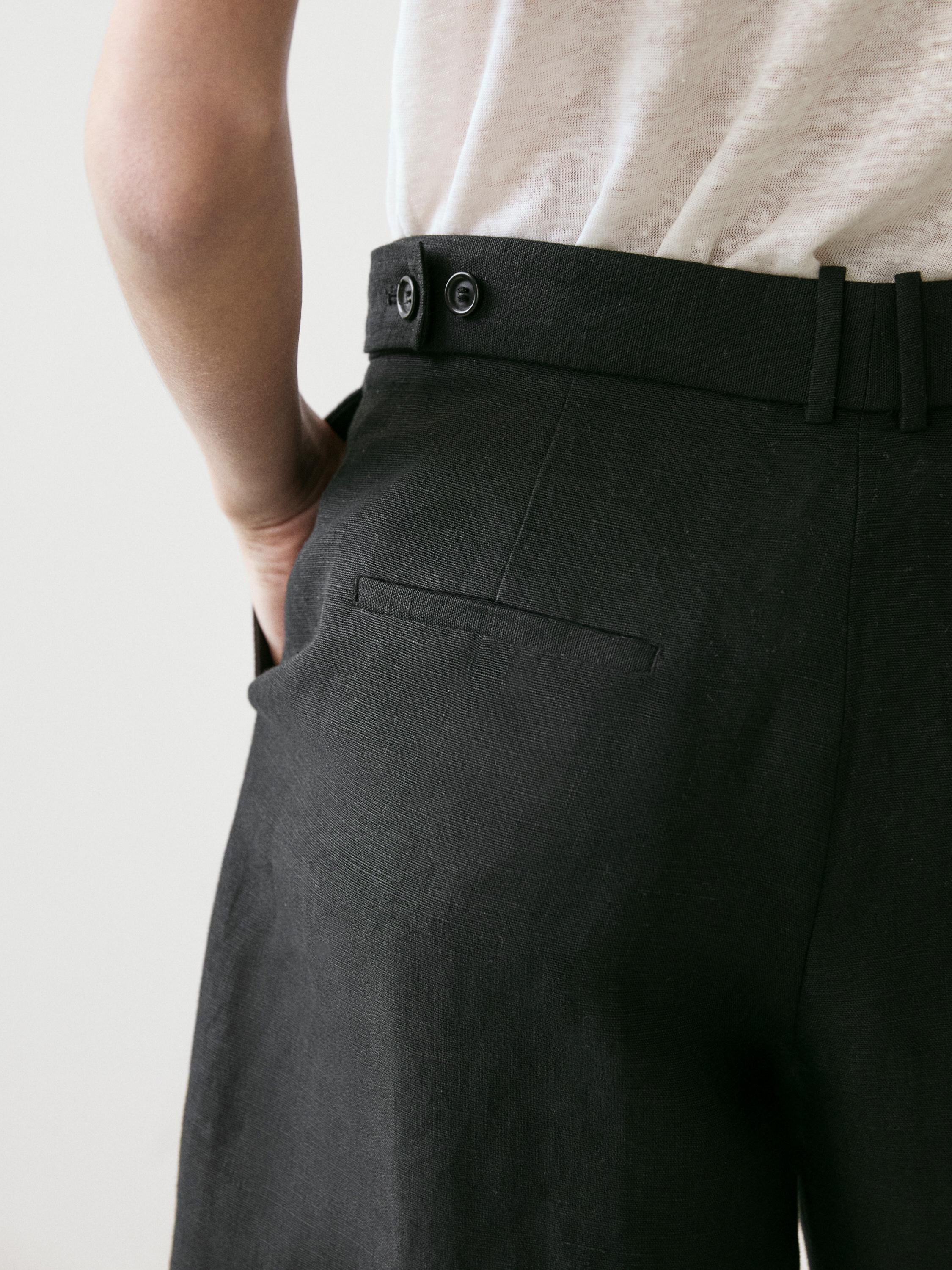 Long linen Bermuda shorts — BLACK
