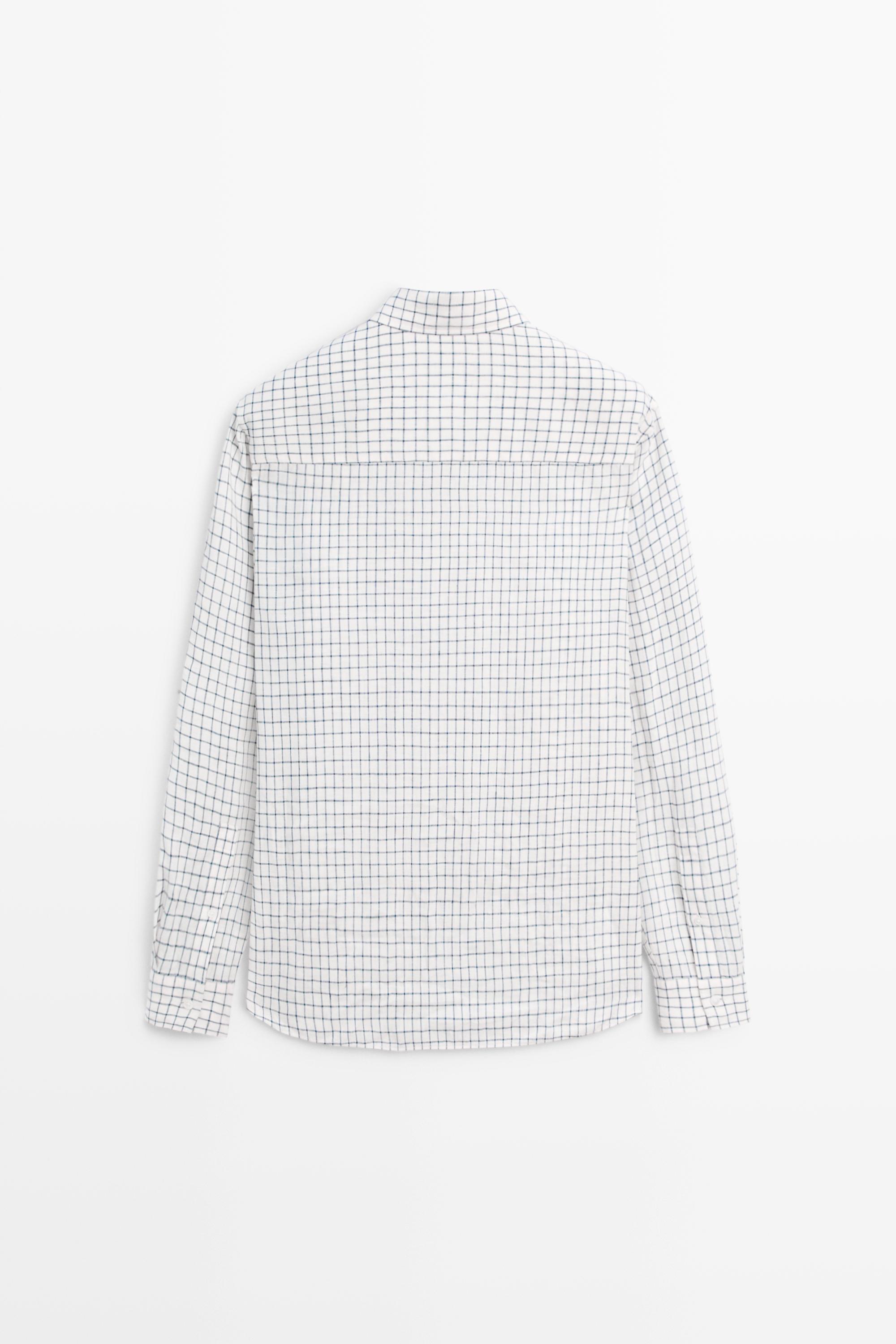 100% linen regular-fit check shirt — BLUE