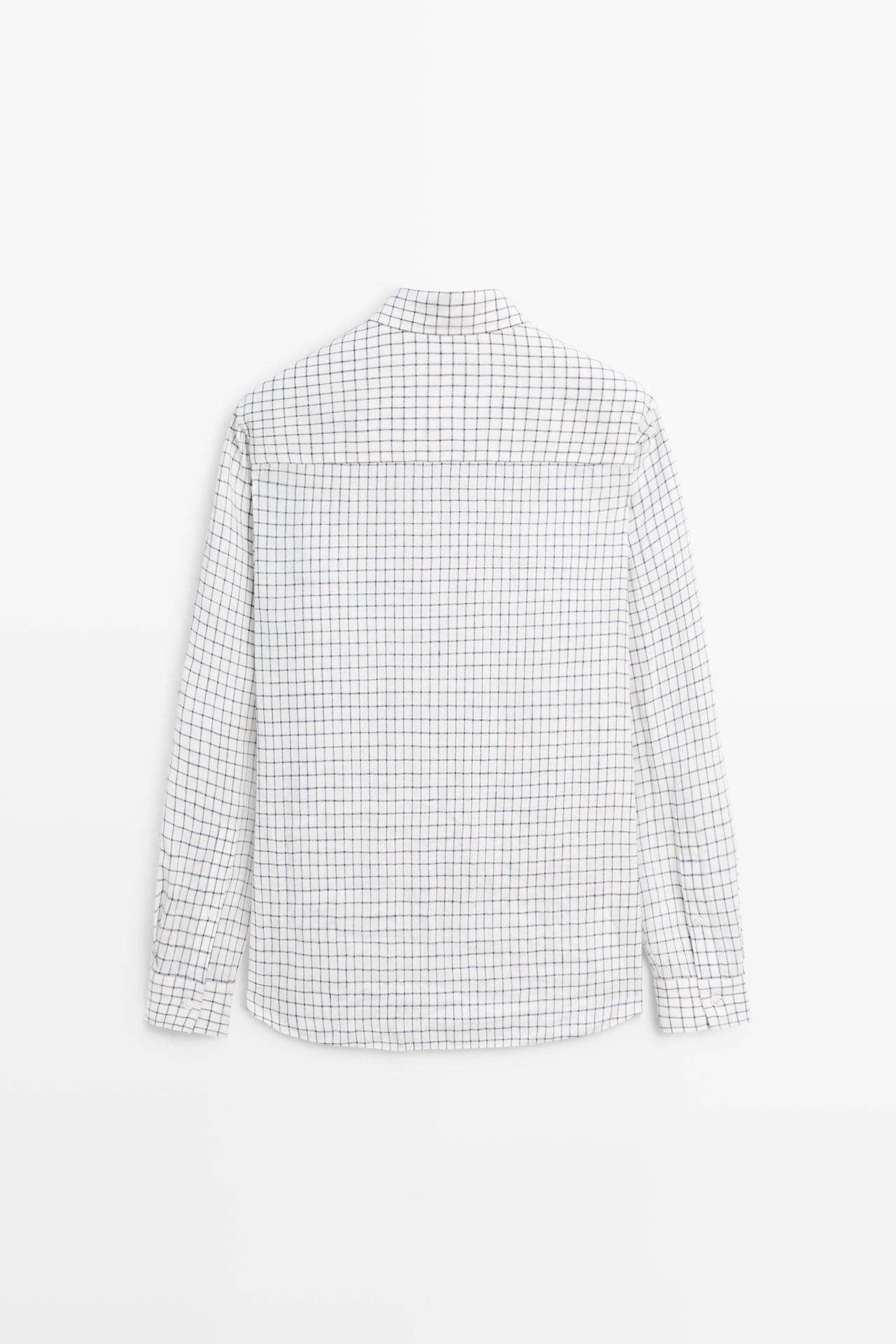 100% linen regular-fit check shirt — BLUE