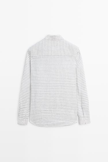 100% linen regular-fit check shirt — BLUE 6