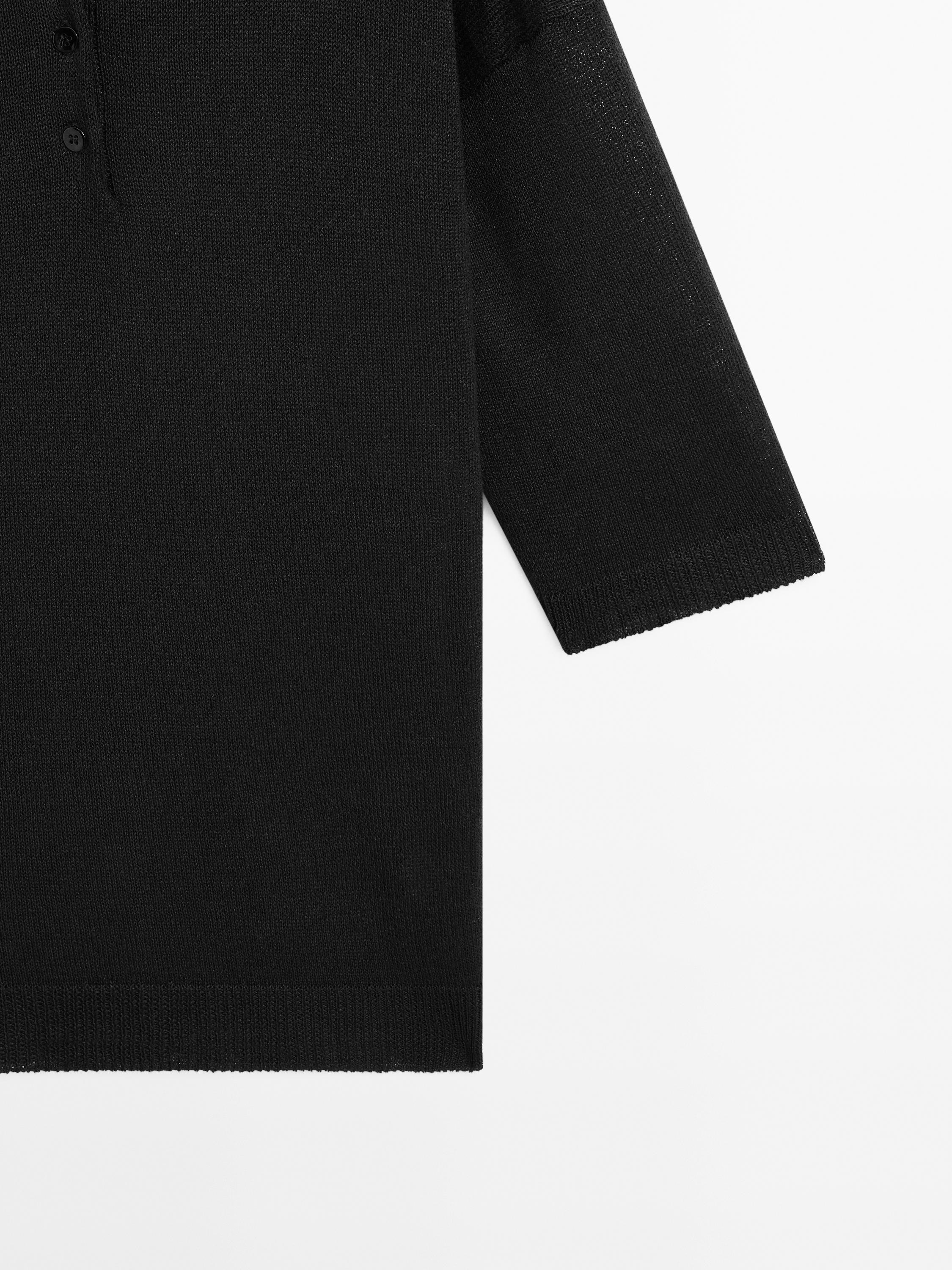 Oversize knit sweater with polo collar