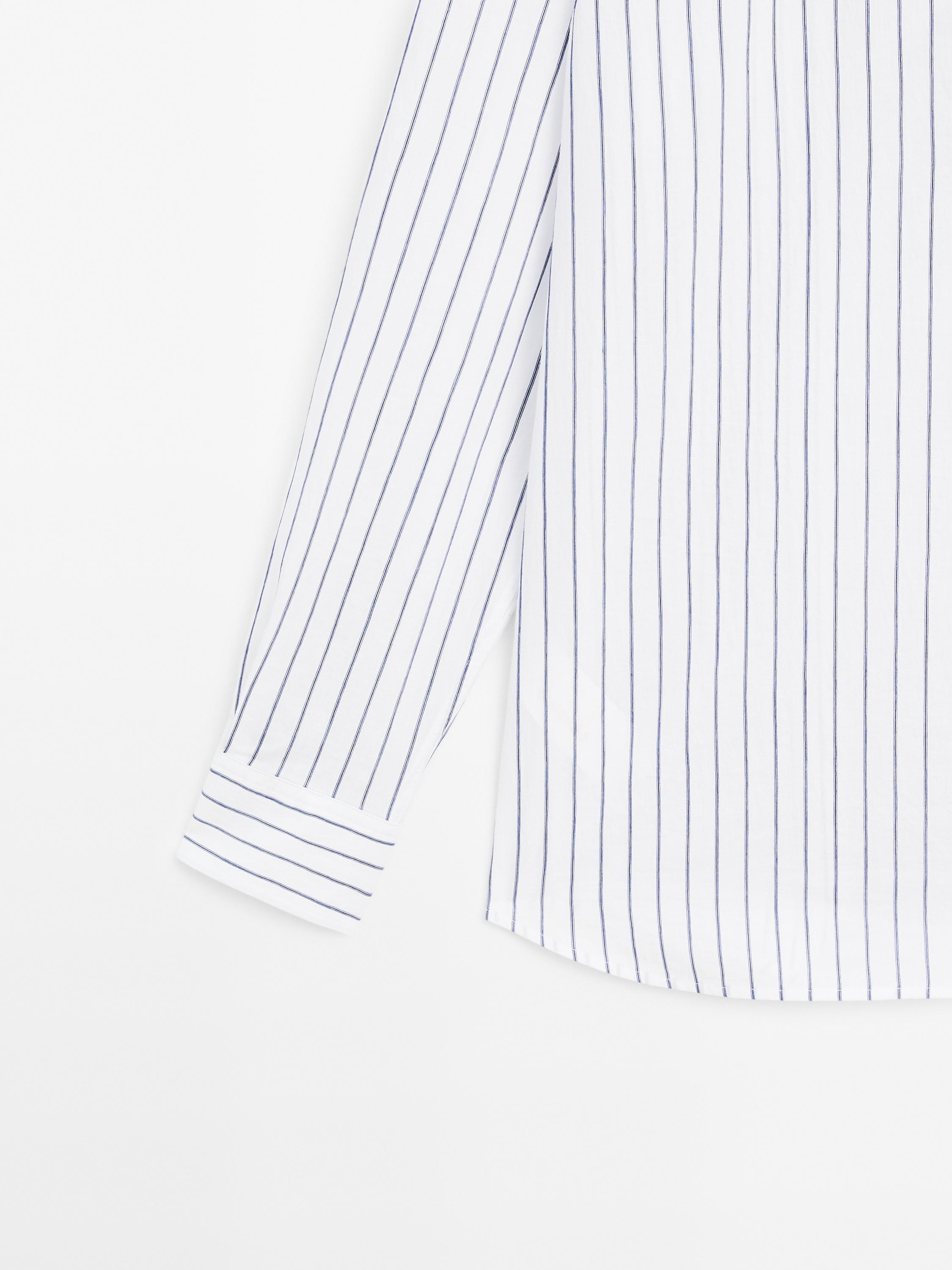 Regular fit striped cotton blend shirt