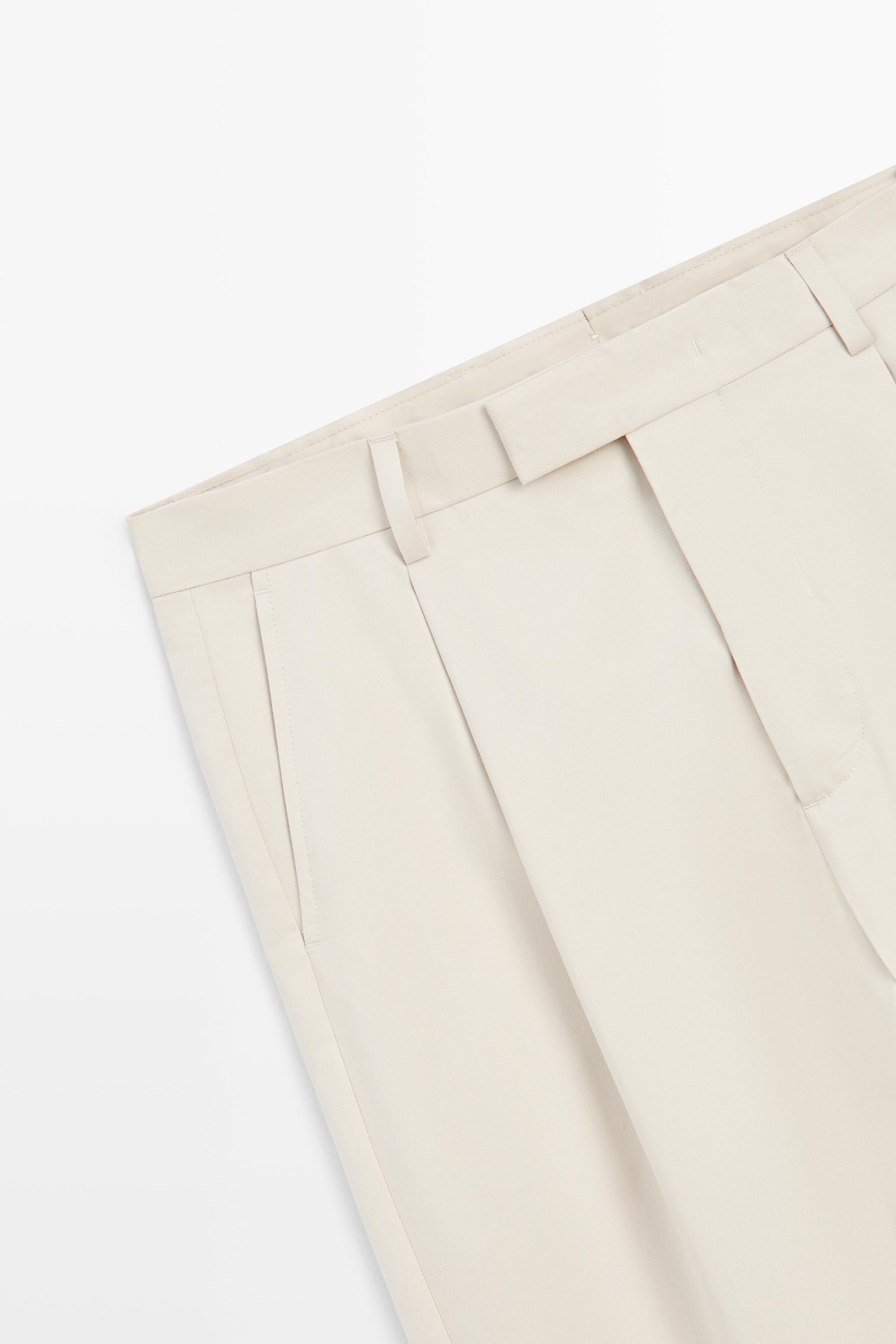 100% cotton darted pants — BEIGE