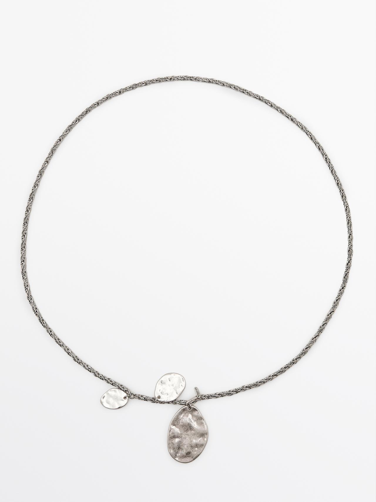 Massimo Dutti - Dame - Halskæde Med Metaldele - Sølv - 01