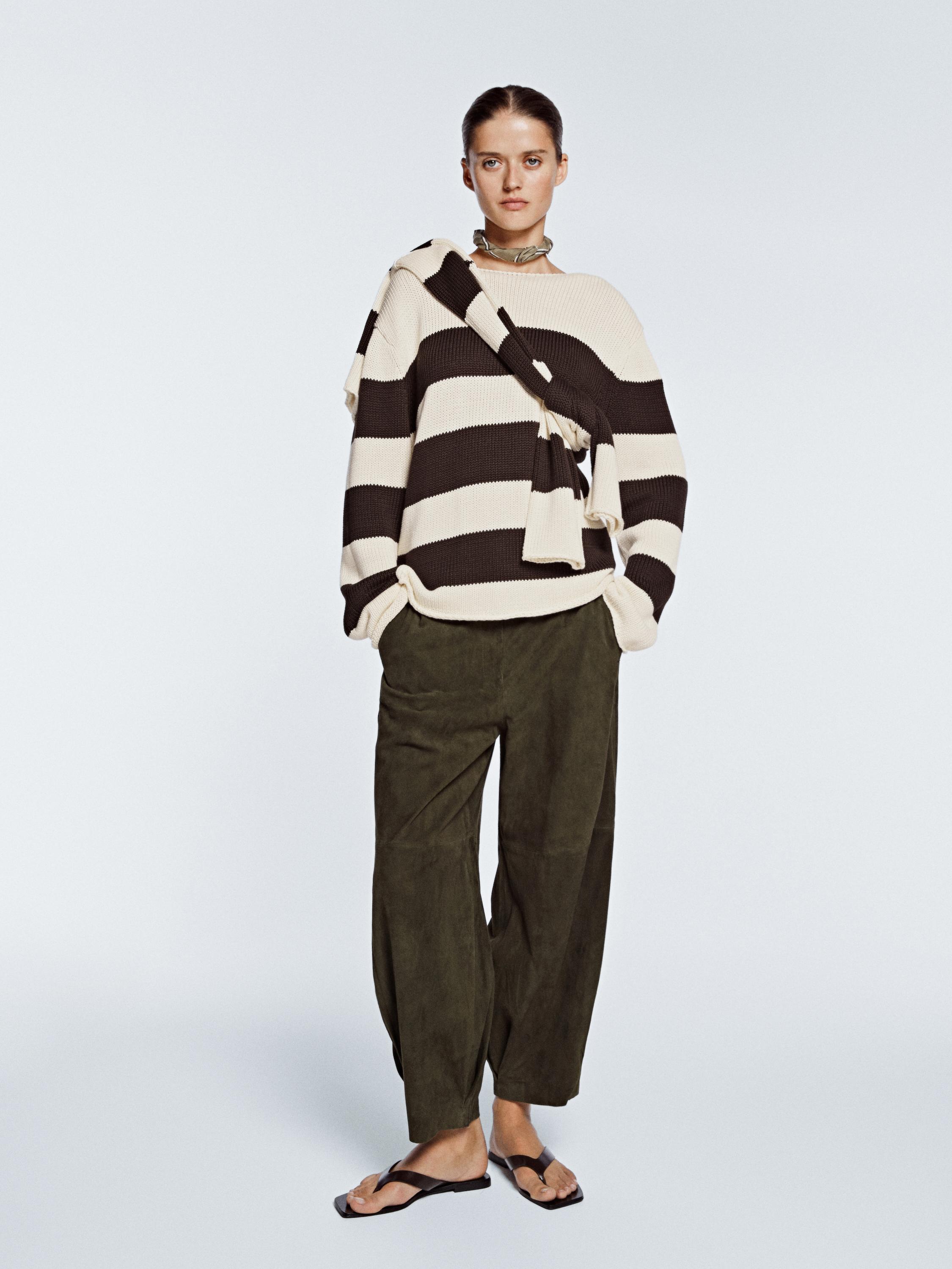 100% cotton striped knit sweater