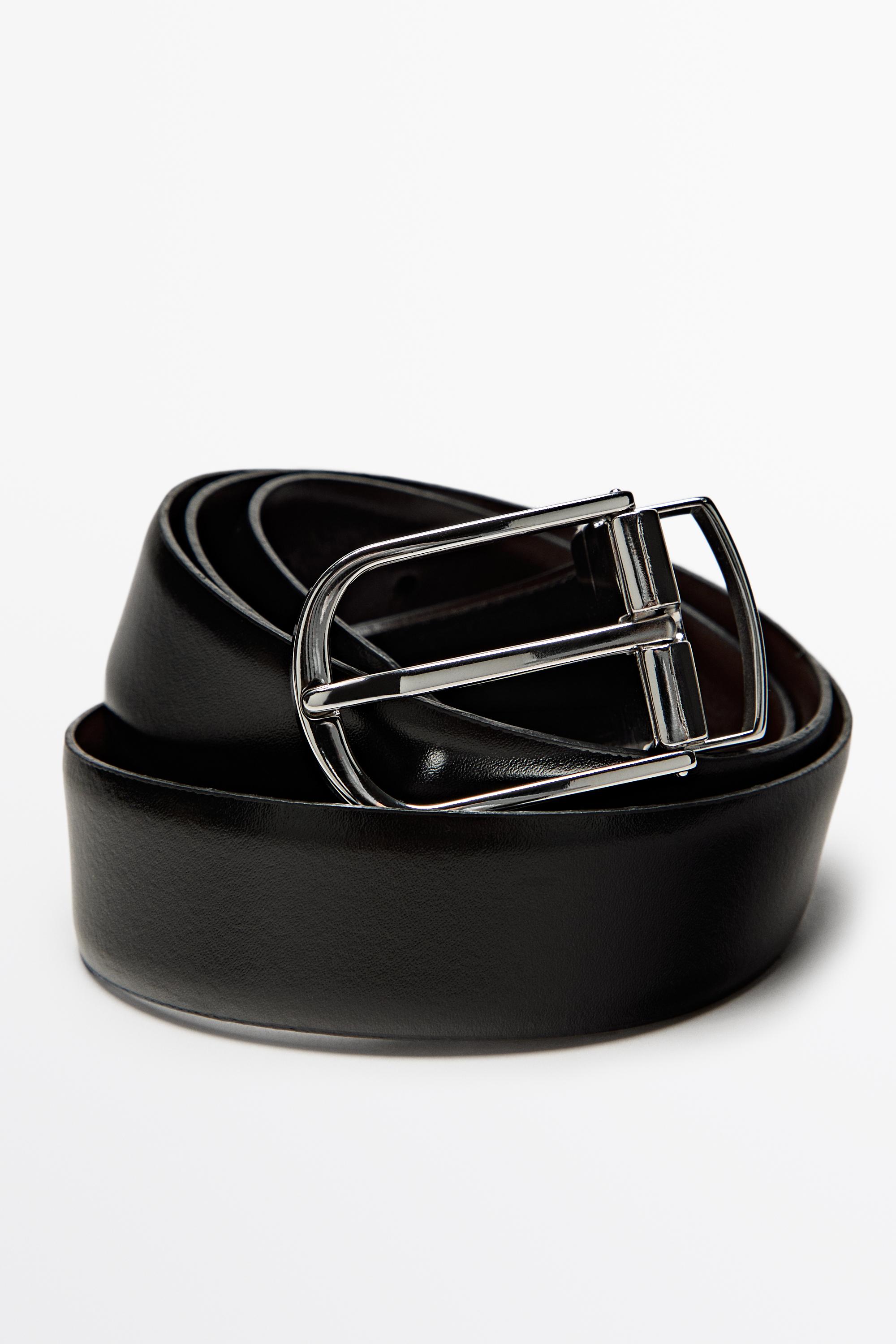 Reversible nappa leather belt — BLACK