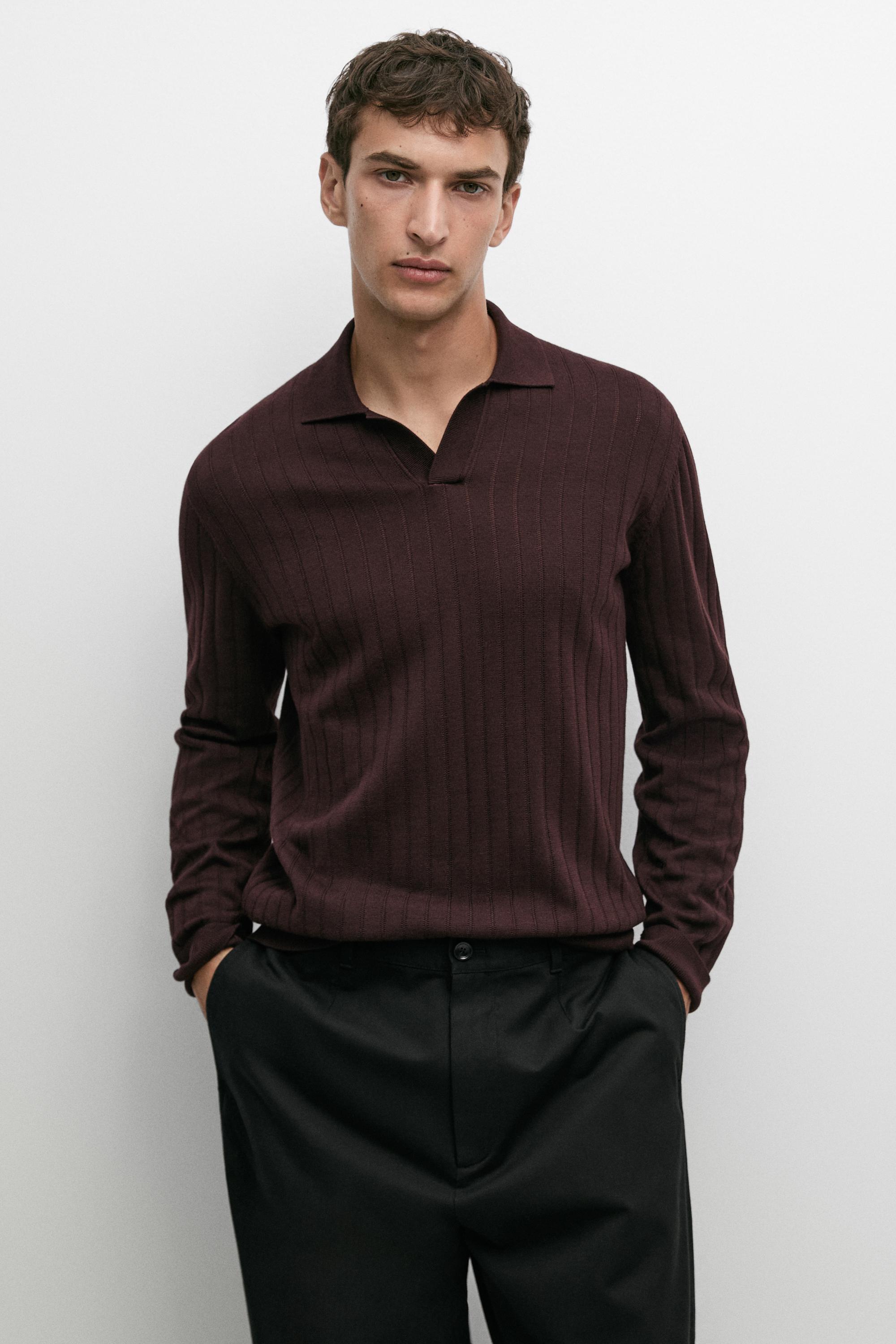 100% Cotton Knit Polo Sweater