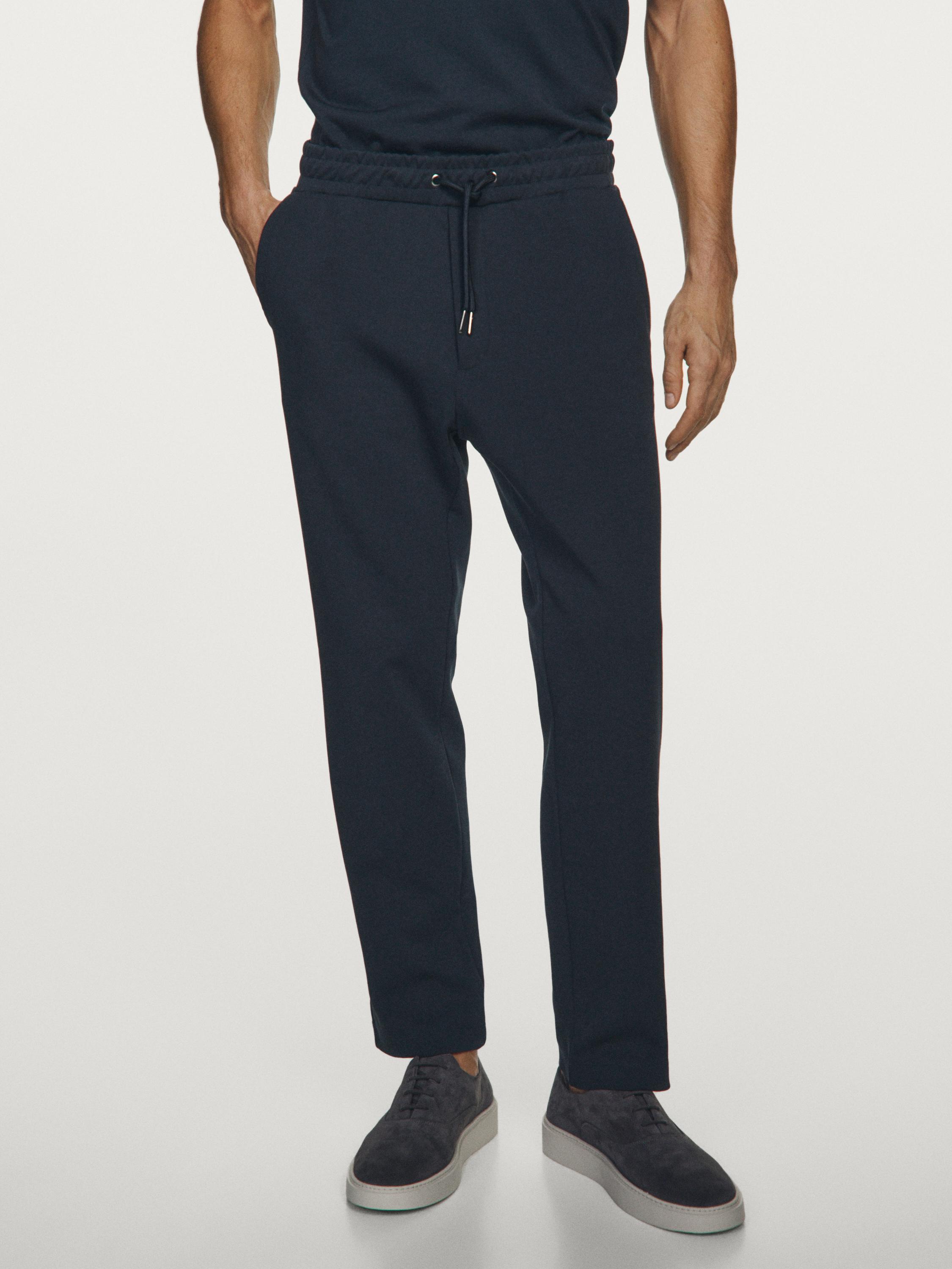 Pantalon droit en coton mélangé