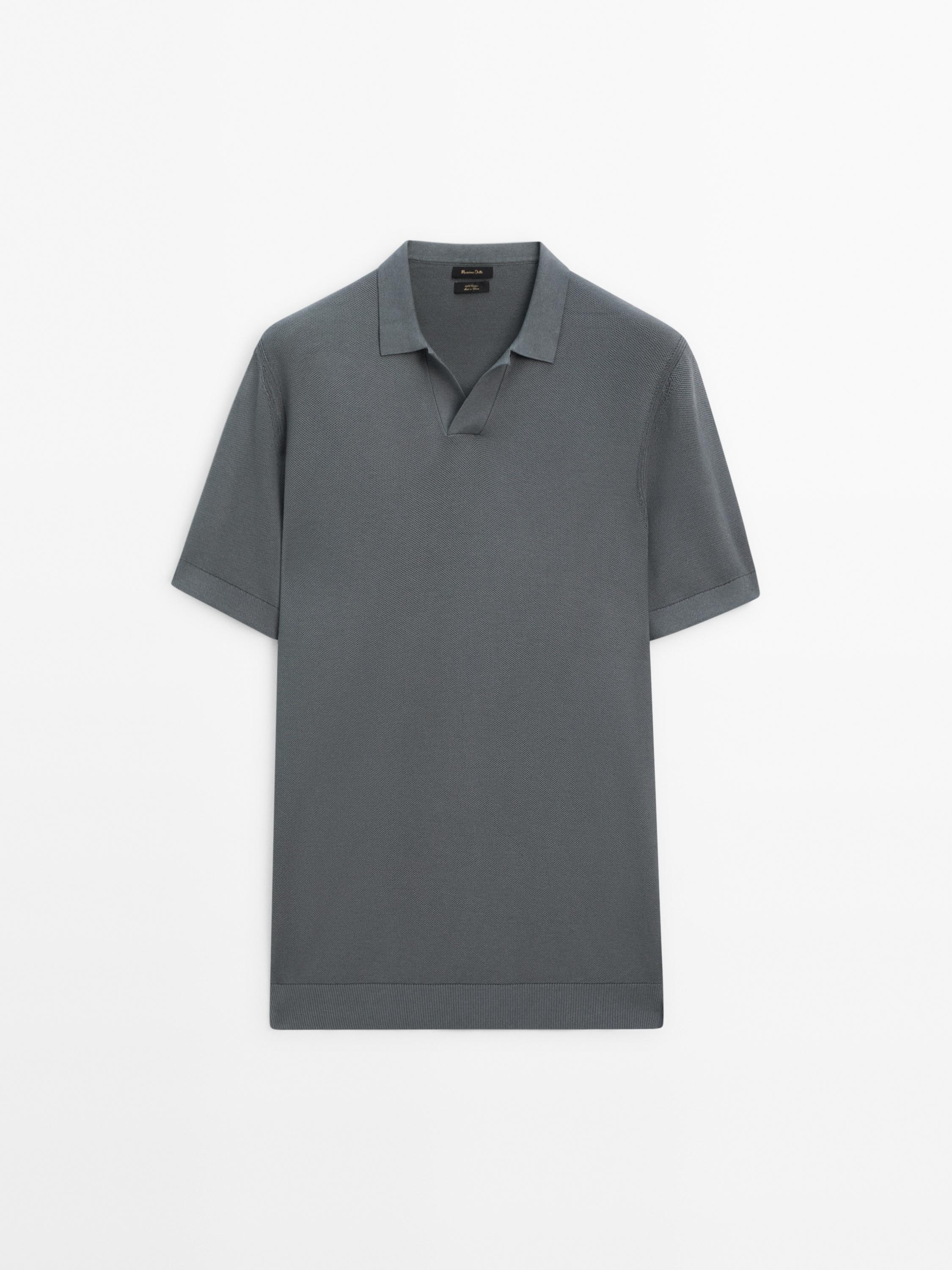 Pull polo à manches courtes en maille de coton