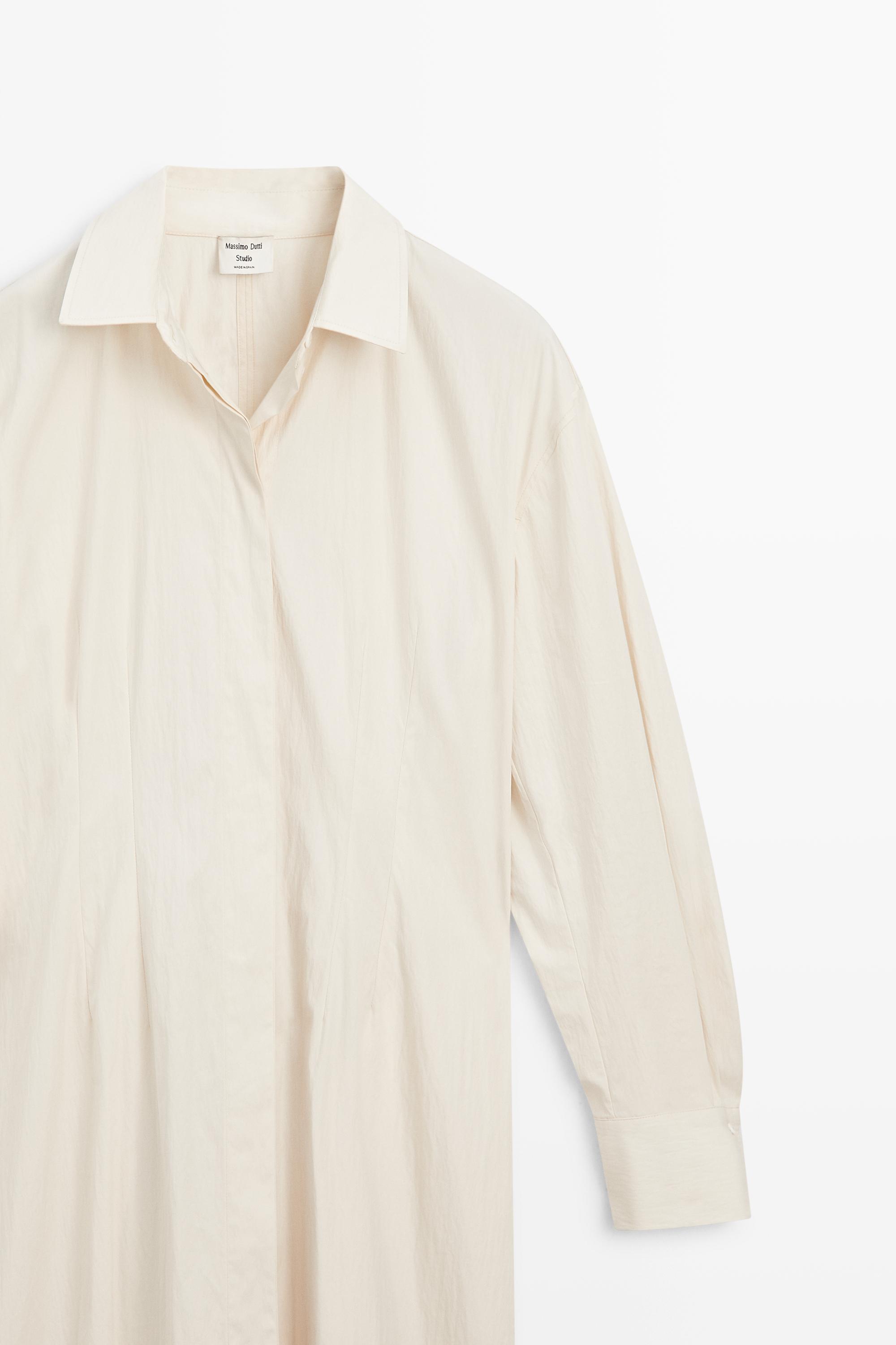 Flowy shirt maxi dress - STUDIO — Beige