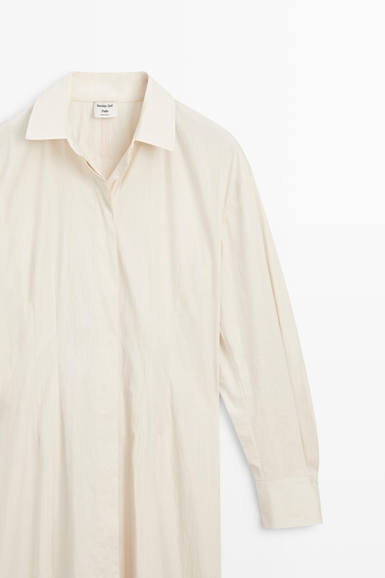 Flowy shirt maxi dress - STUDIO — Beige