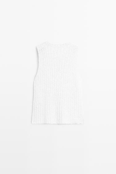Textured cotton knit top — WHITE 6
