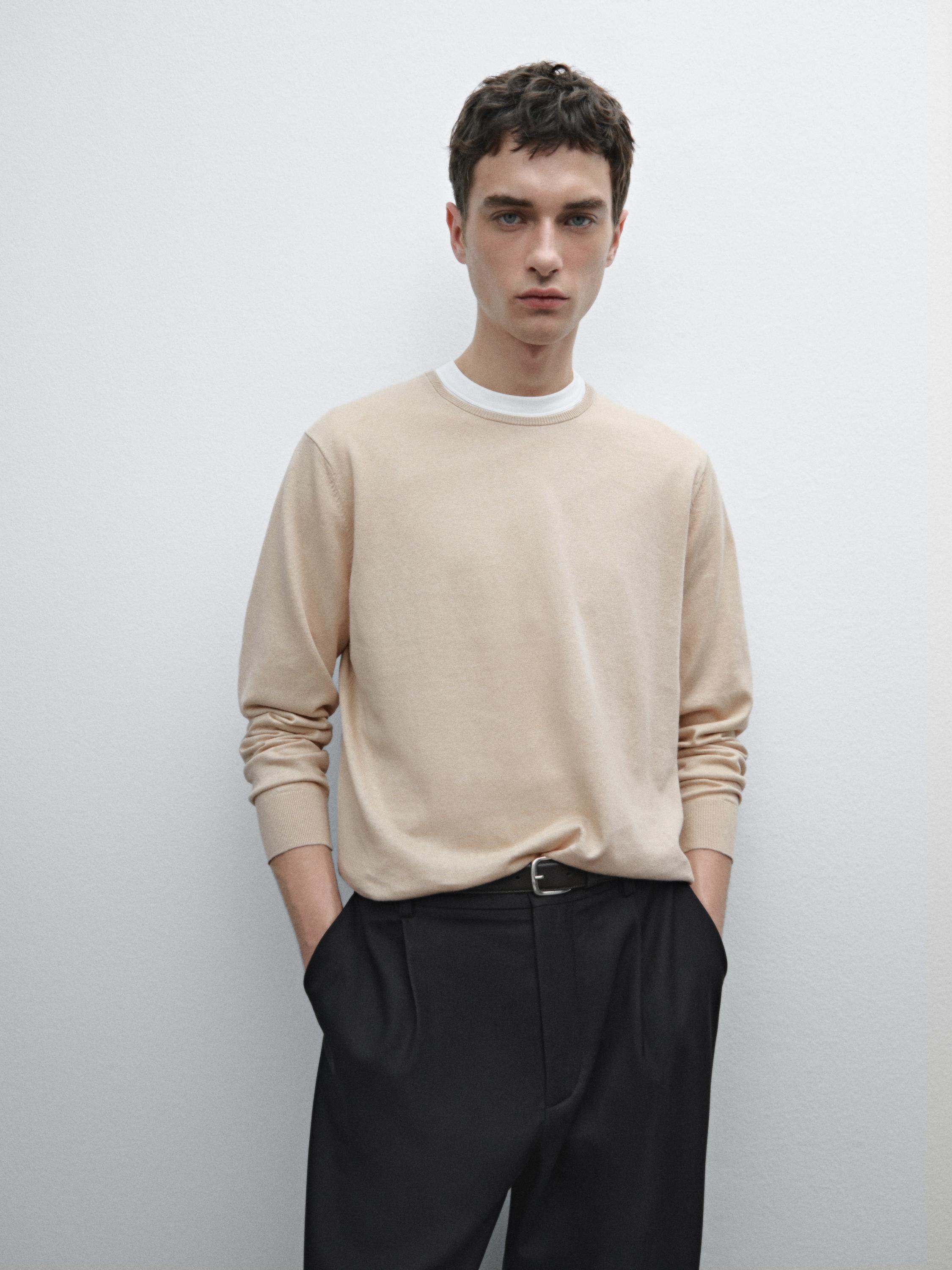 Cotton blend knit sweater