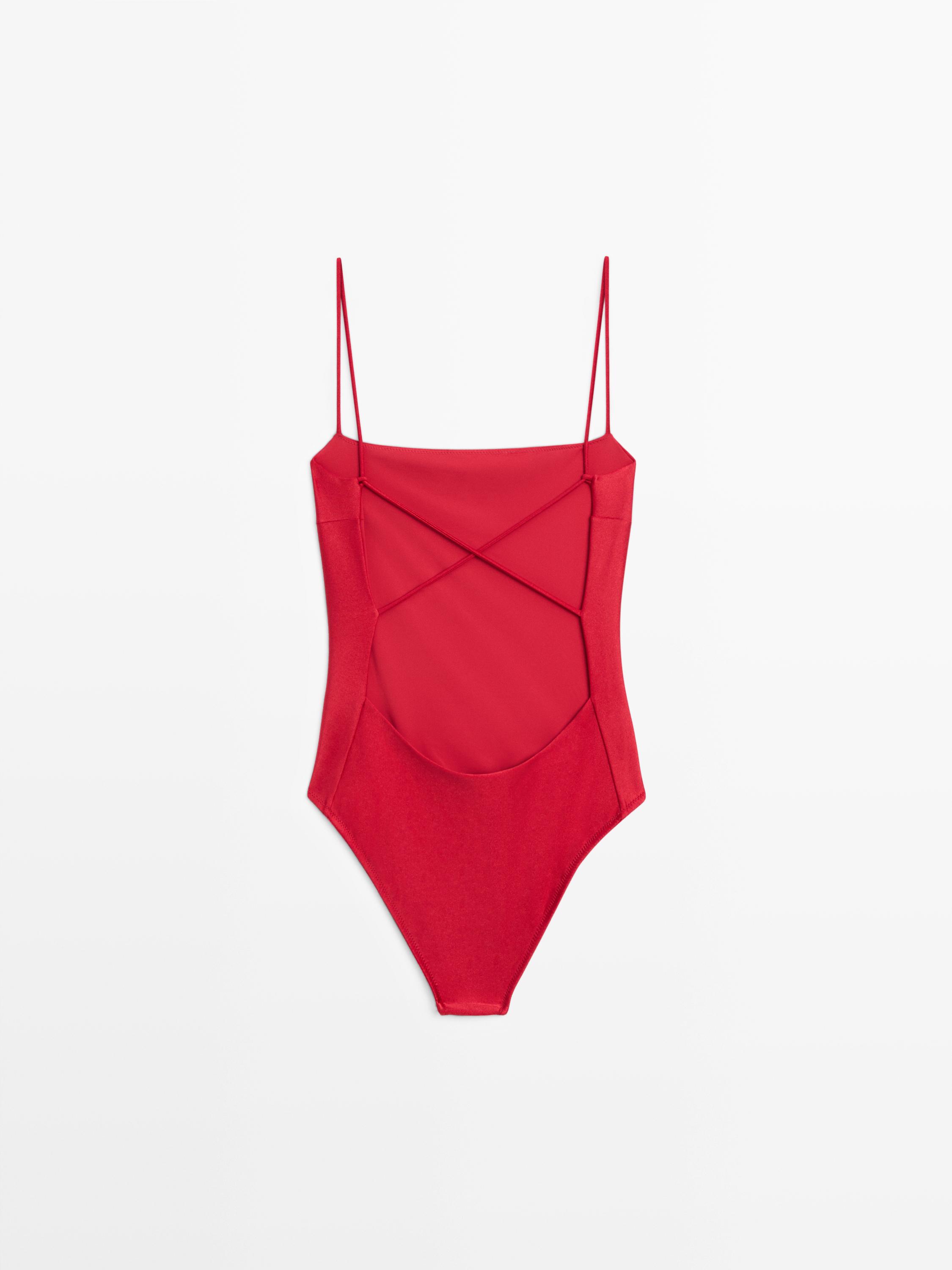 Swimsuit with thin straps — RED