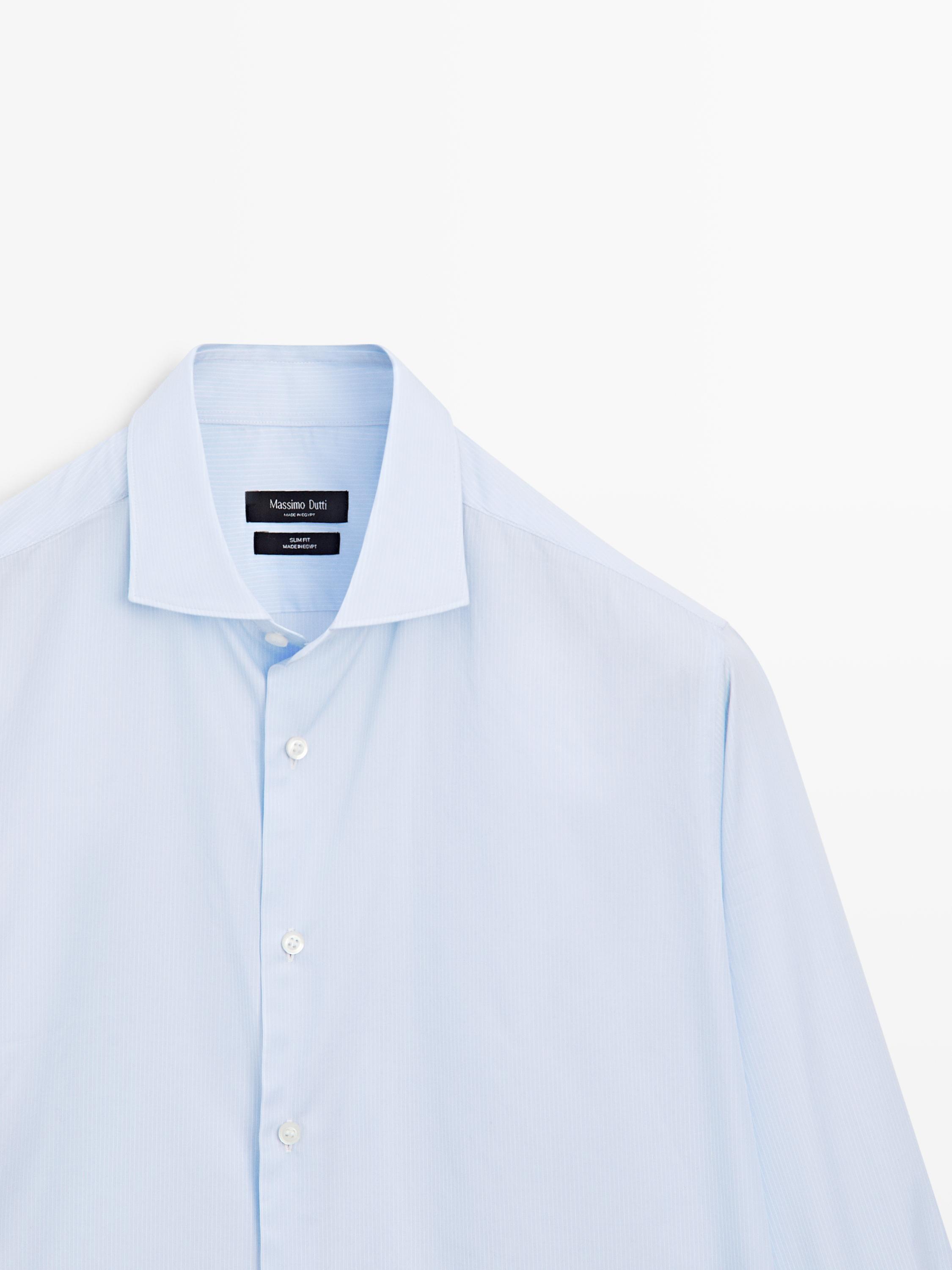 Slim fit 100% cotton shirt — SKY BLUE (alternate view)