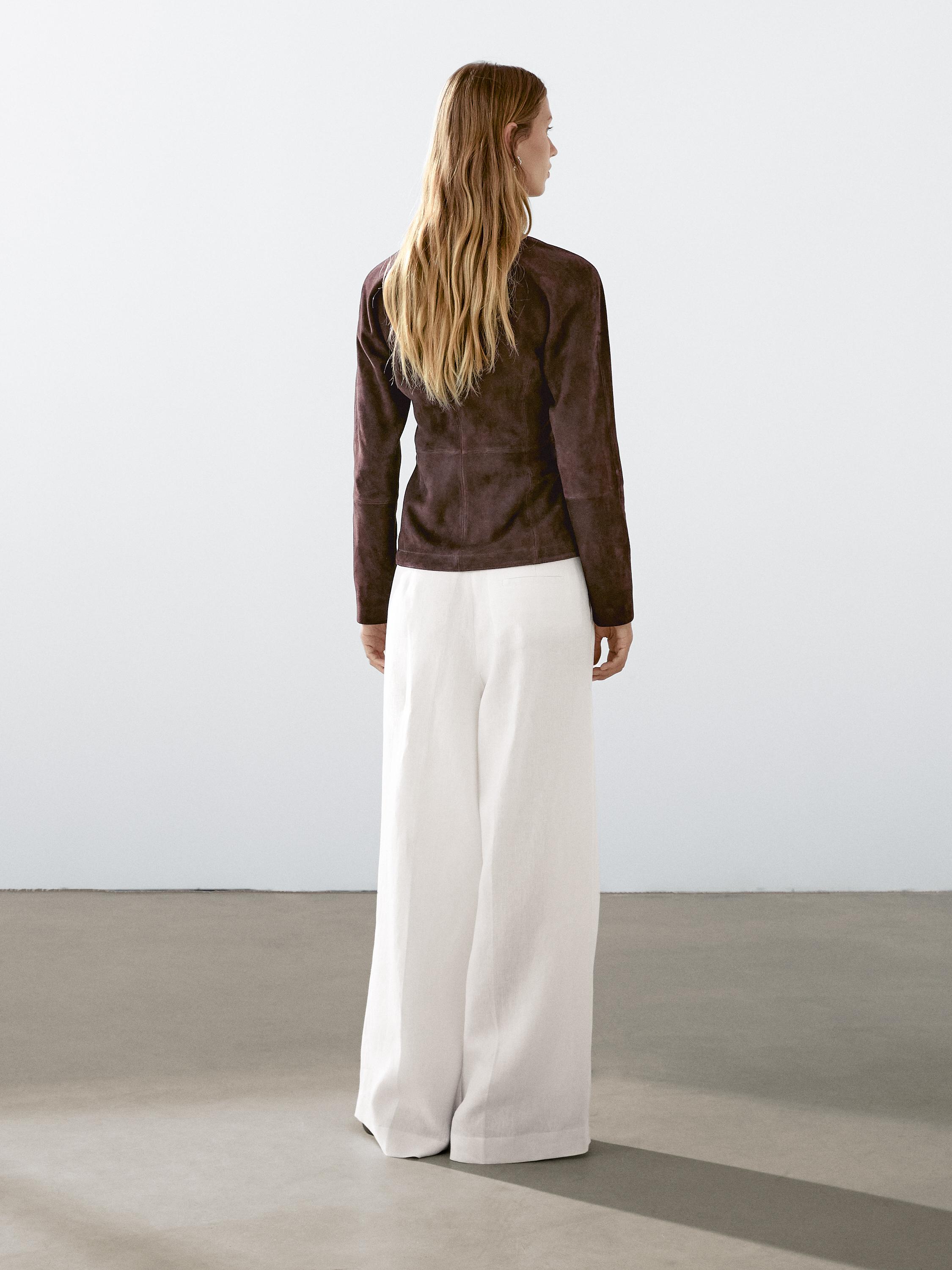 Linen suit trousers with darts