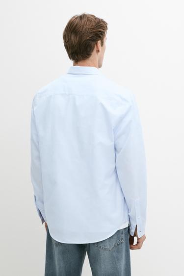 100% cotton regular fit striped shirt — SKY BLUE 5