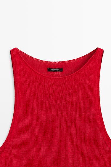 Fine-knit halter top — RED 8