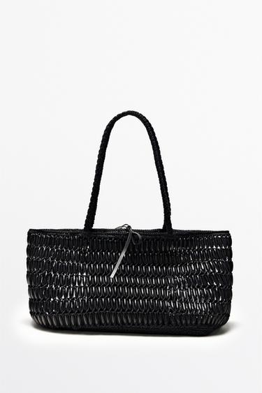 Tote bag with wooden details — BLACK 4