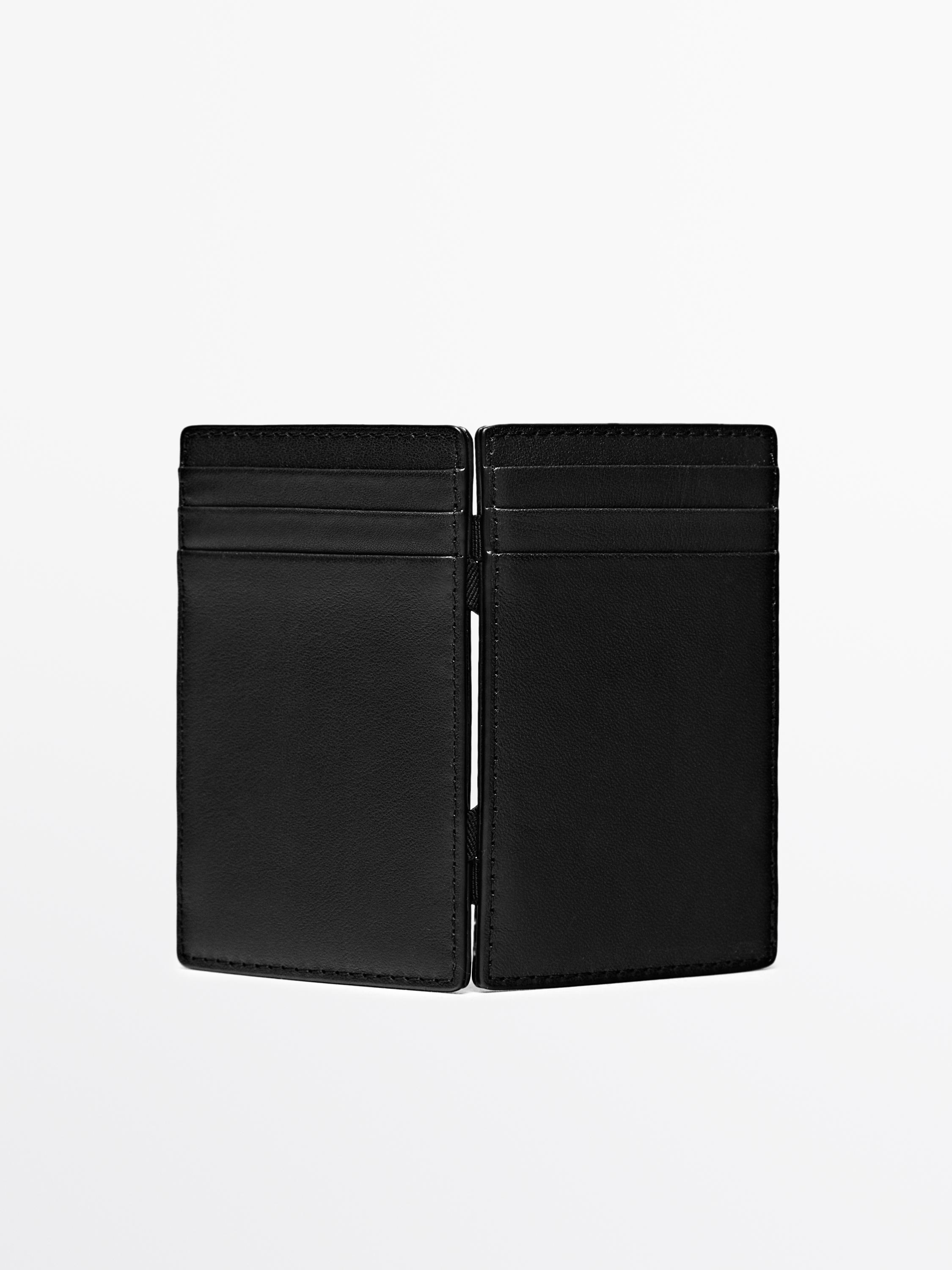 Nappa leather "magic" vertical wallet — BLACK