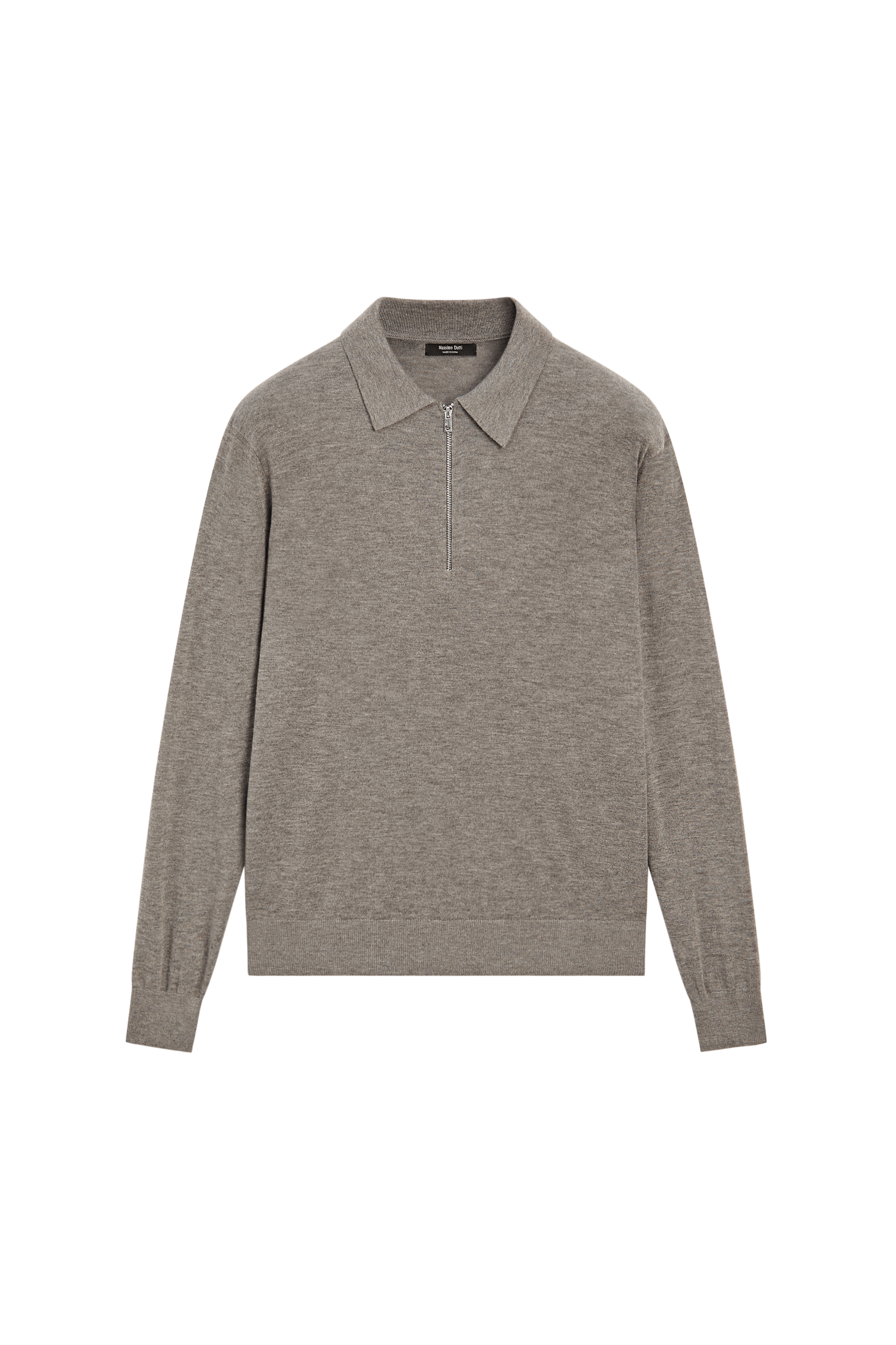 Wool blend quarter-zip knit sweater - DARK KHAKI