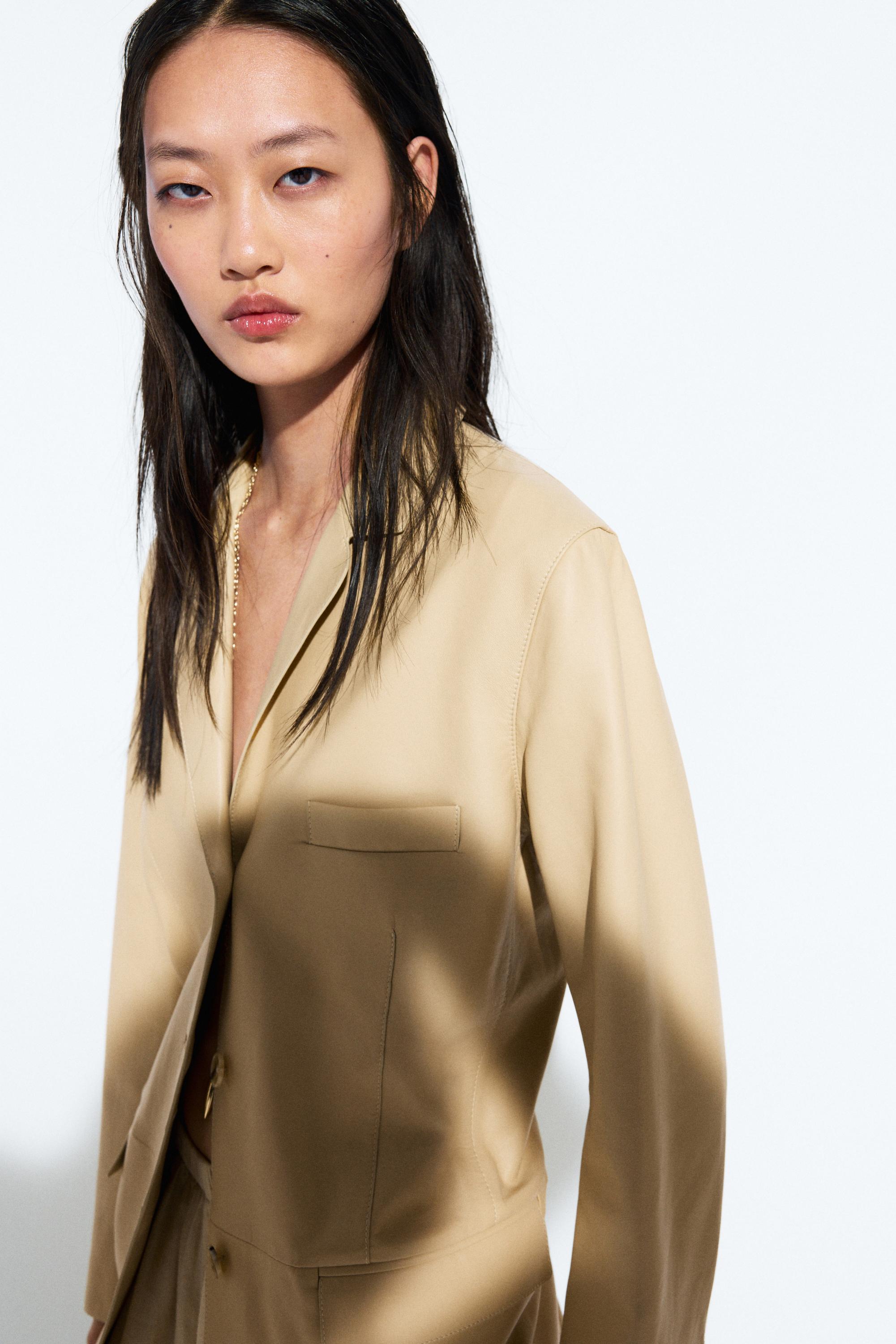 Nappa leather blazer — Vanilla (alternate view)