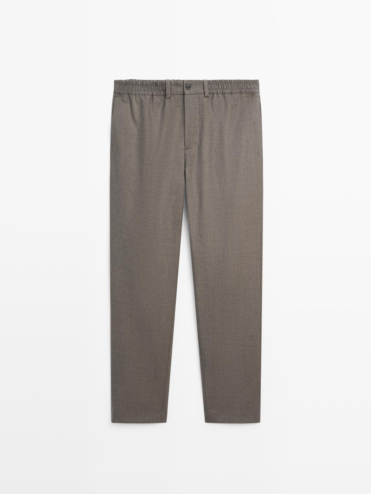 Massimo Dutti - Herre - Bukser I Uldblanding - Mink - 40